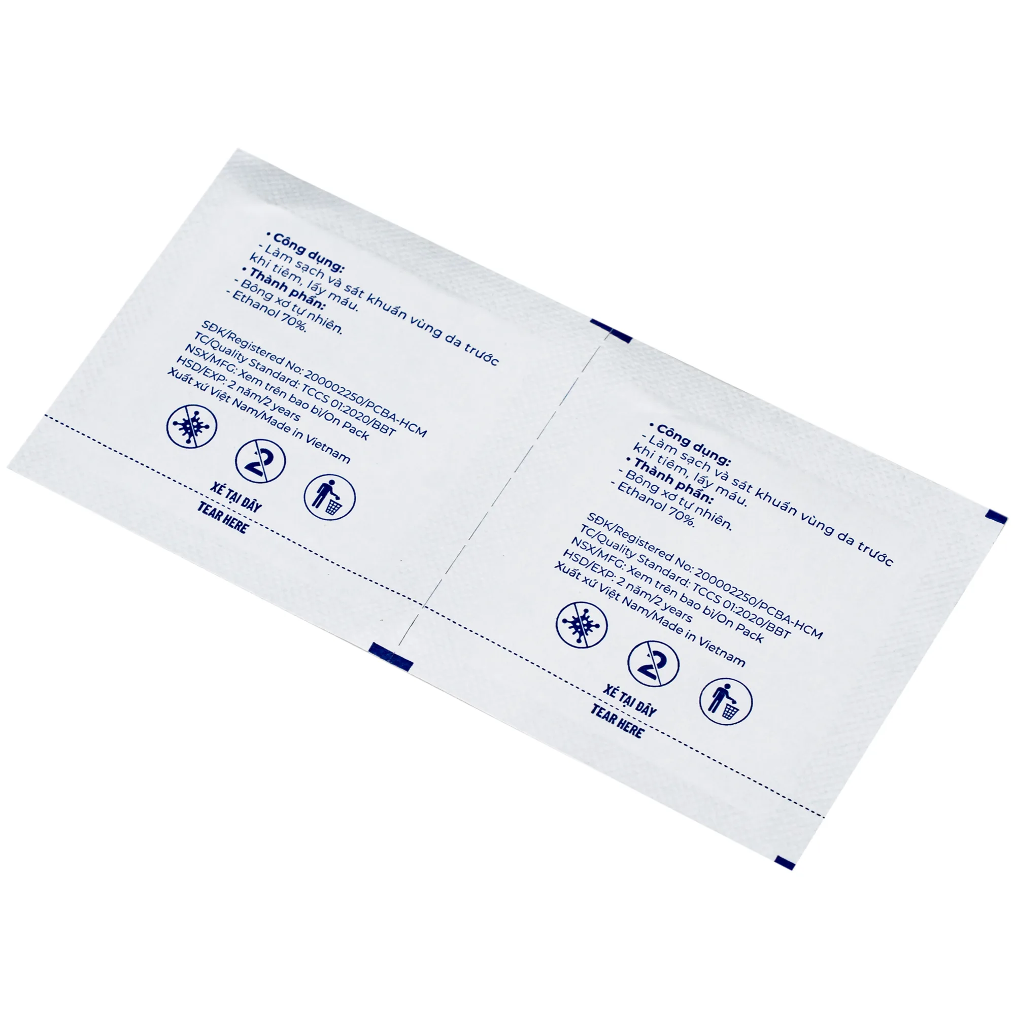 Hình ảnh Bông tẩm cồn Bông Bạch Tuyết 3x6cm - Làm sạch và khử trùng da trước khi tiêm (100 miếng)