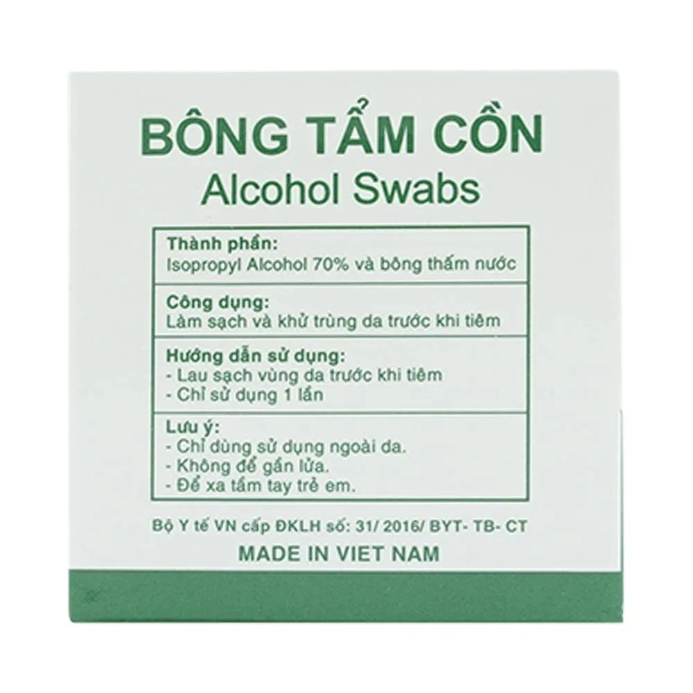 Hình ảnh Bông tẩm cồn Alcohol Swabs Tanaphar làm sạch và khử trùng da trước khi tiêm (100 miếng)