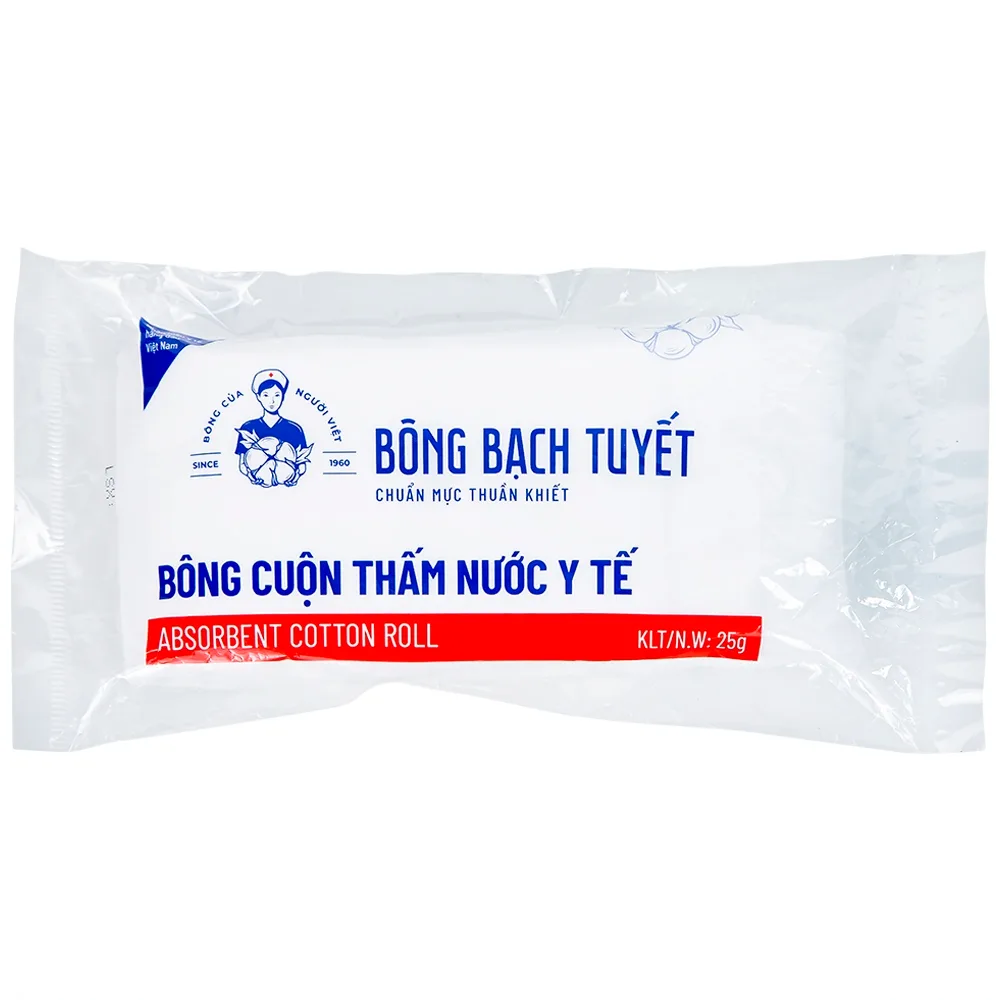 Hình ảnh Bông cuộn thấm nước y tế Bông Bạch Tuyết dùng trong y tế và chăm sóc cá nhân (25g)