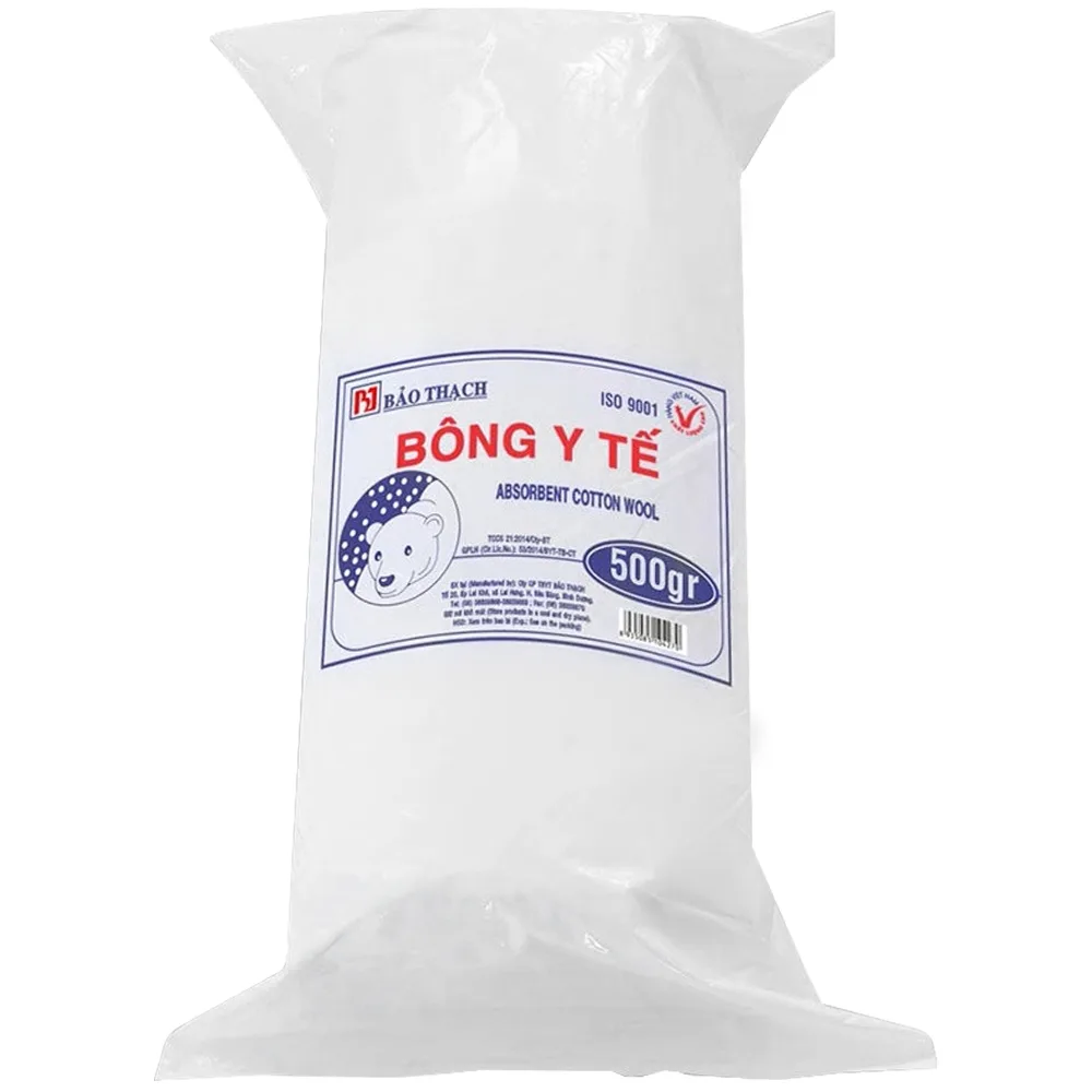 Hình ảnh Bông y tế Bảo Thạch Châu Ngọc Thạch làm sạch các vết thương, thấm máu và dịch tiết (3cm x 3cm gói 500g)