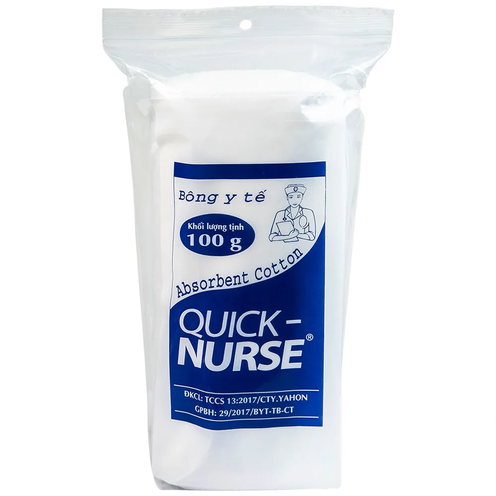 Hình ảnh Bông y tế Quick Nurse (100g) dùng cho vết thương ngoài da, sát trùng, vệ sinh cho bé