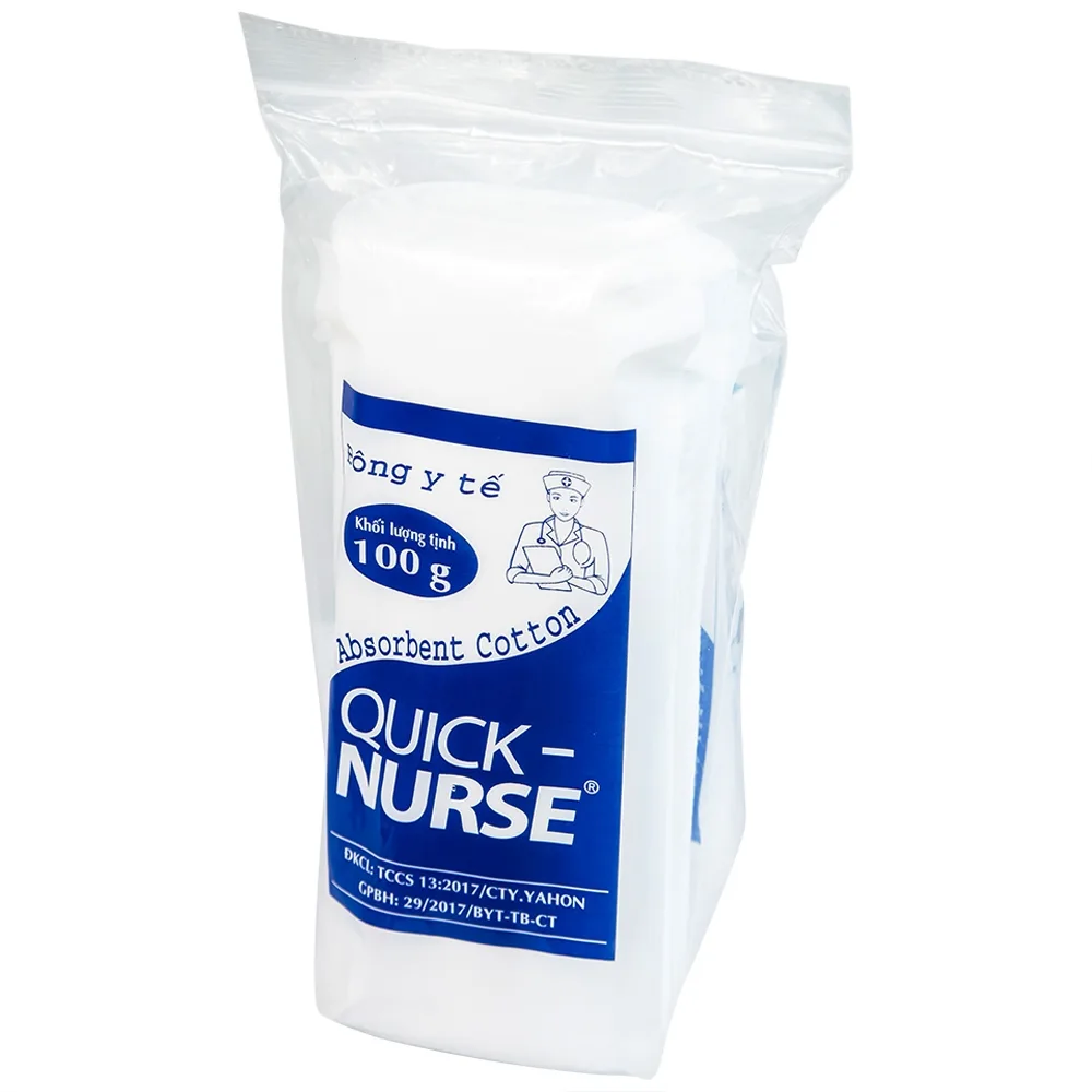 Hình ảnh Bông y tế Quick Nurse (100g) dùng cho vết thương ngoài da, sát trùng, vệ sinh cho bé