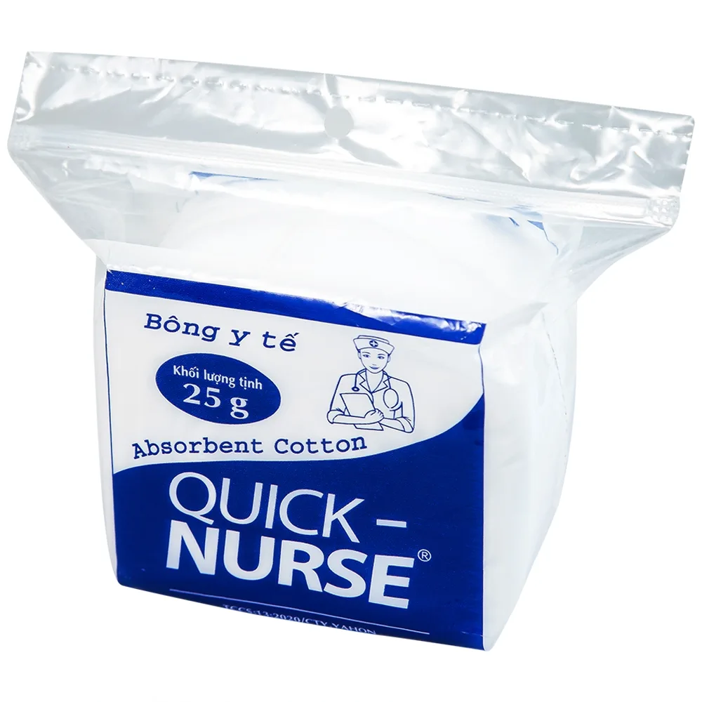 Hình ảnh Bông y tế Quick Nurse 25g dùng cho vết thương ngoài da, sát trùng, vệ sinh cho bé 