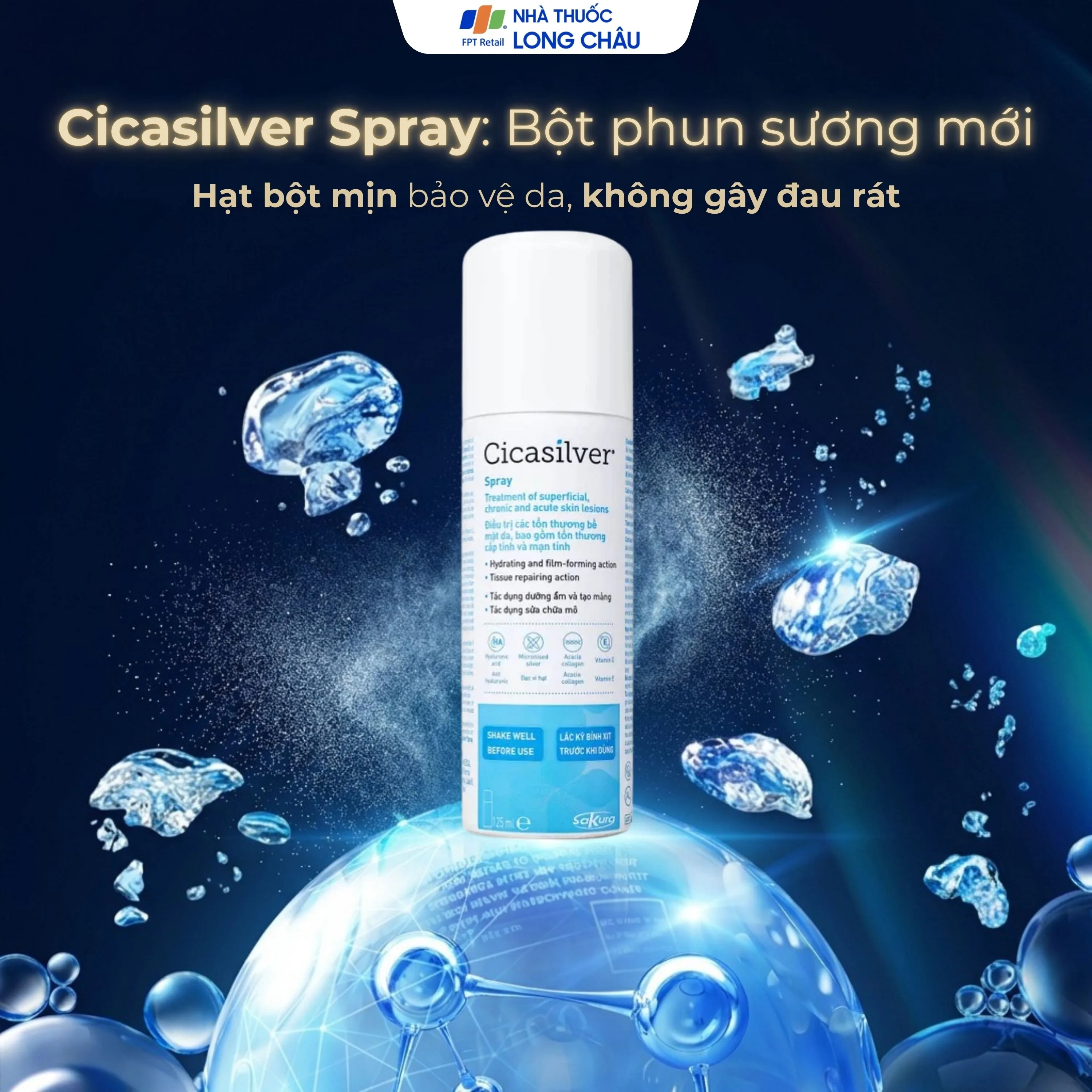 Hình ảnh Xịt phủ vết thương, vết bỏng Cicasilver Spray 125ml giúp bảo vệ làm lành vết thương