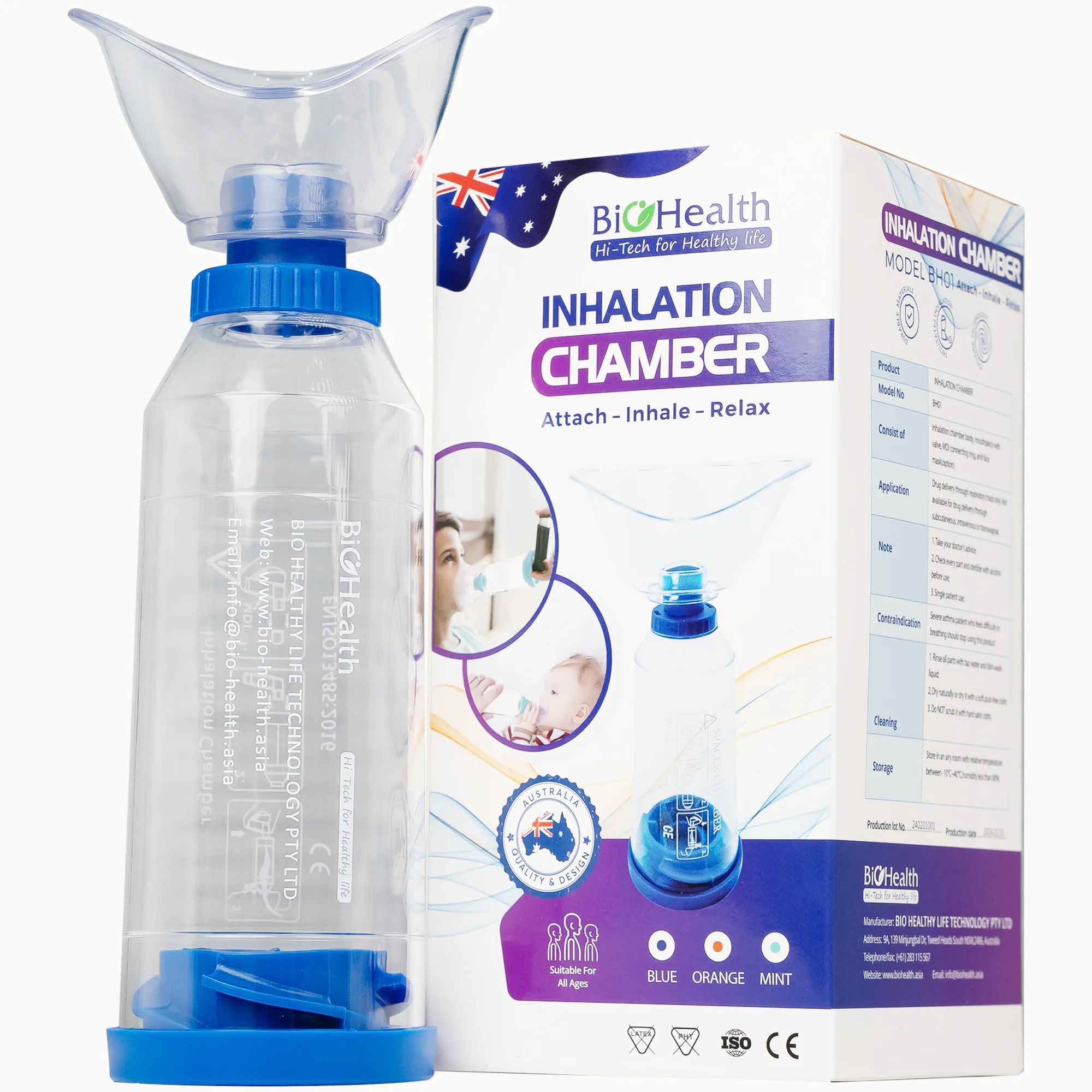 Hình ảnh Buồng đệm khí dung Inhalation Chamber BH01 220ml Biohealth đưa thuốc vào bằng đường hô hấp