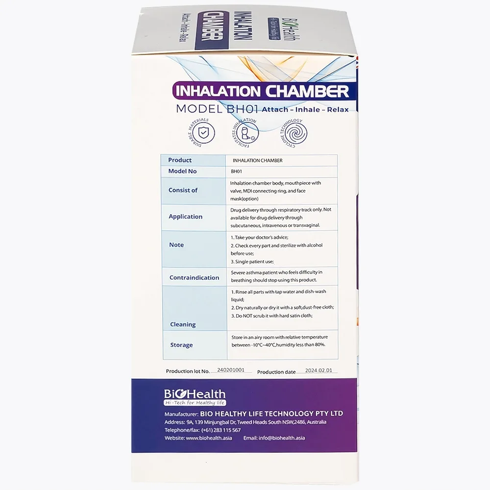 Hình ảnh Buồng đệm khí dung Inhalation Chamber BH01 220ml Biohealth đưa thuốc vào bằng đường hô hấp
