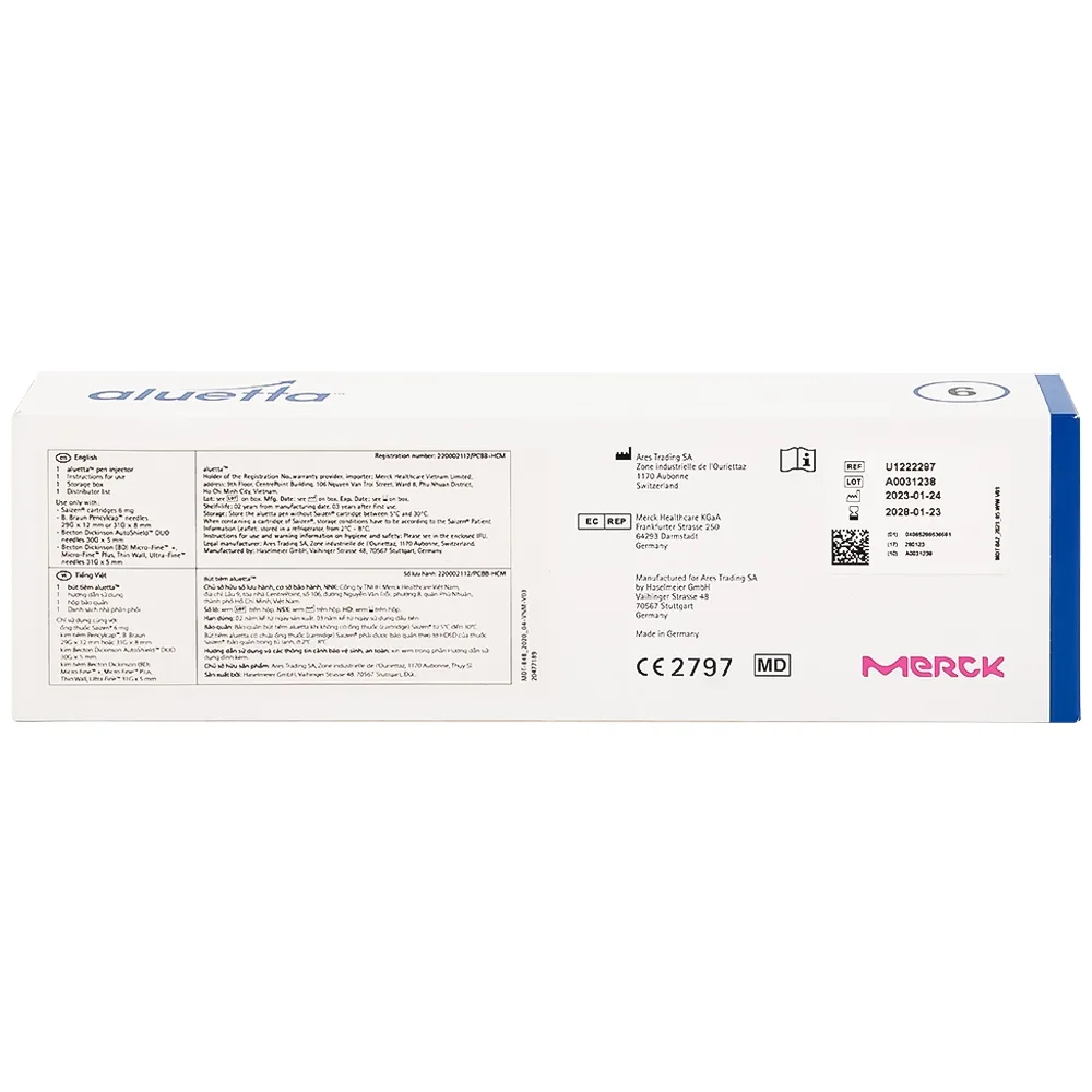 Hình ảnh Bút tiêm aluetta Merck điều trị bệnh tiểu đường bằng insulin