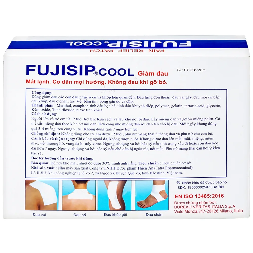 Hình ảnh Cao dán Fujisip Cool Thiên Ân giảm đau cơ, đau khớp, đau vai gáy, đau lưng (10 túi)