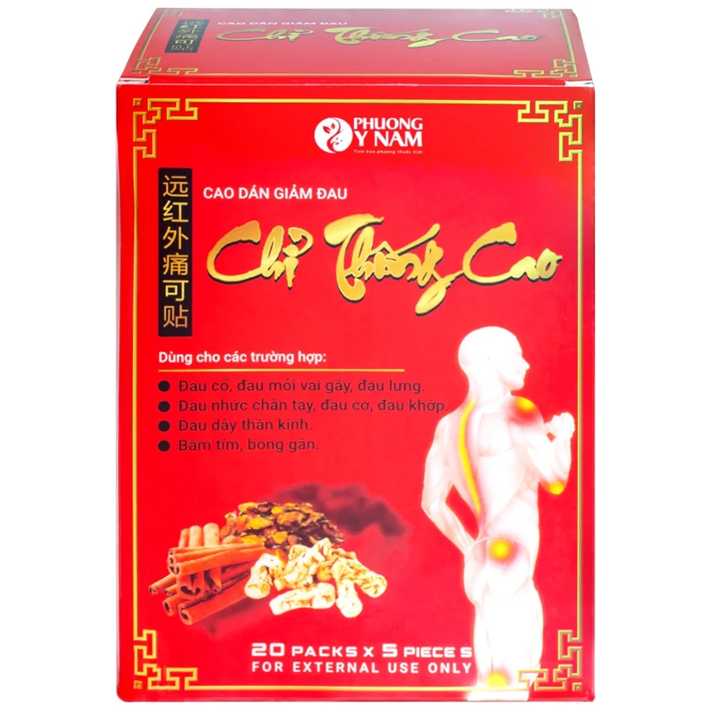 Hình ảnh Cao dán giảm đau Chỉ Thống Cao dùng trong đau cổ, đau mỏi vai gáy, đau lưng (20 gói x 5 miếng)