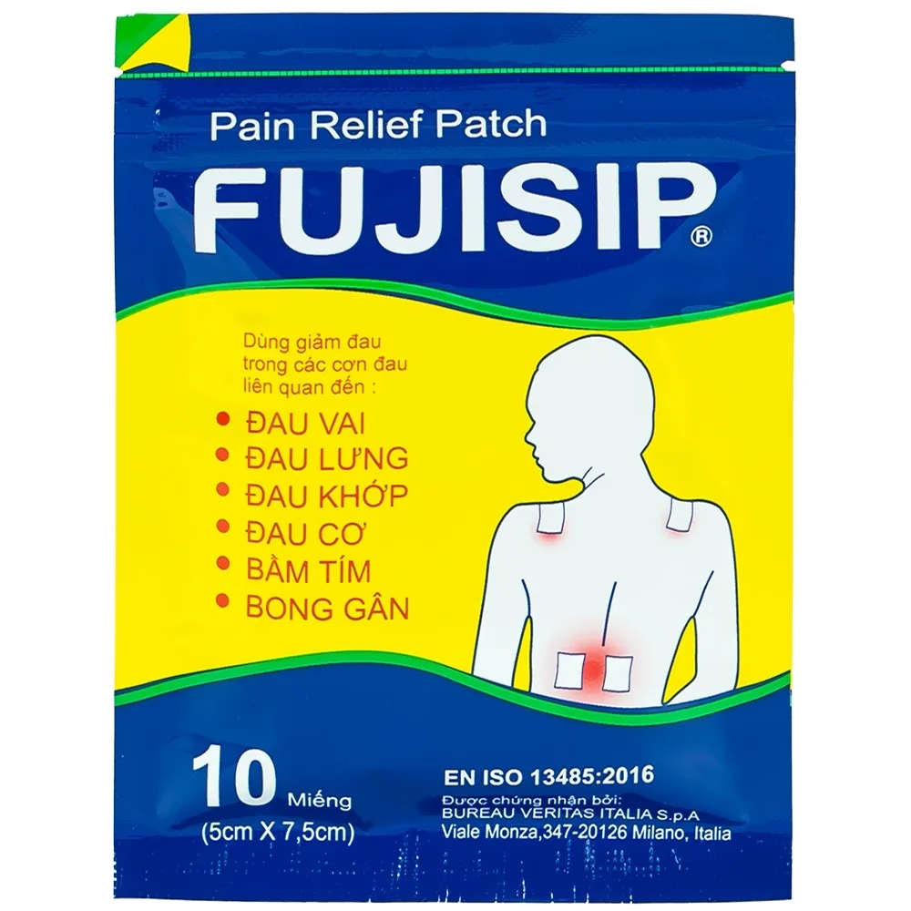 Hình ảnh Cao dán giảm đau Fujisip 5cm x 7,5cm Thiên Ân giảm đau vai, đau lưng, đau khớp (10 miếng )