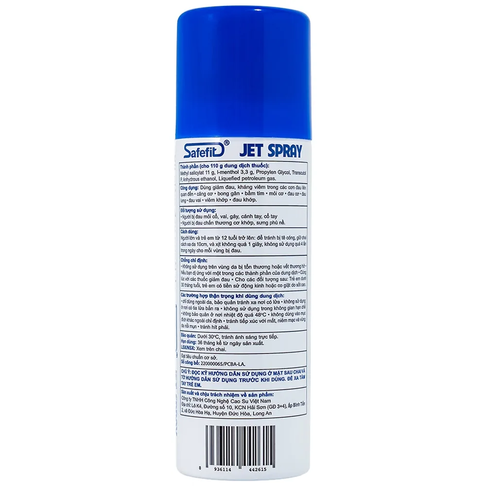 Hình ảnh Chai xịt giảm đau kháng viêm Safefit Jet Spray giảm đau, kháng viêm trong căng cơ, bong gân (110ml)
