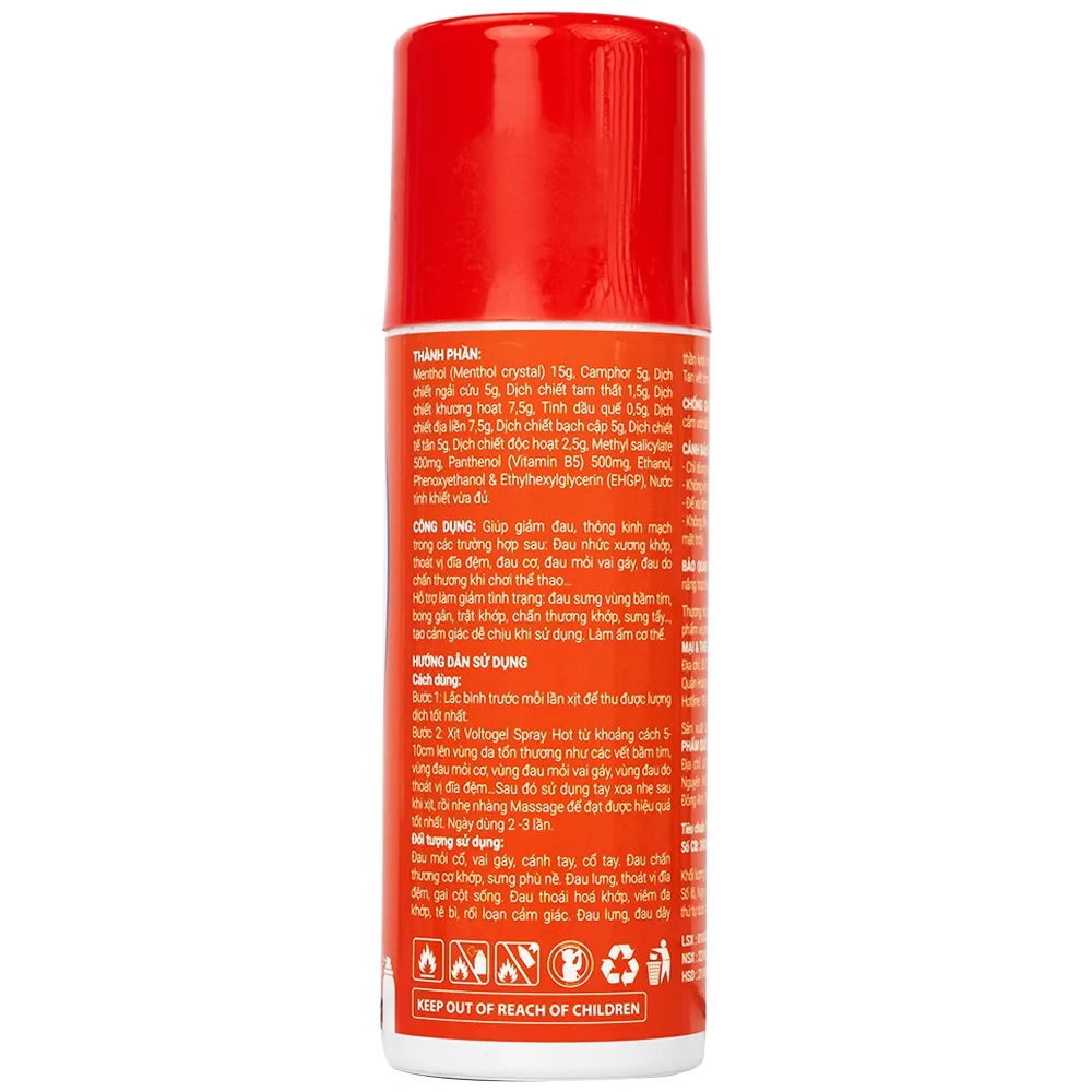 Hình ảnh Chai xịt nóng Voltogel hot spray giảm nhanh chóng các cơn đau cơ, đau vai, bầm tím, bong gân (120ml)