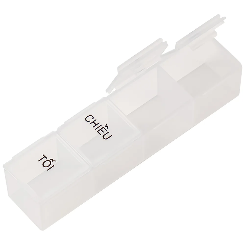 Hình ảnh Hộp phân liều thuốc 4-Hole Pillbox PT Medical 4 ngăn dài, nhỏ gọn, tiện dụng (1 cái)