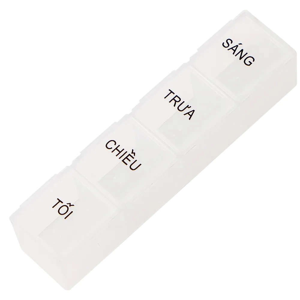 Hình ảnh Hộp phân liều thuốc 4-Hole Pillbox PT Medical 4 ngăn dài, nhỏ gọn, tiện dụng (1 cái)