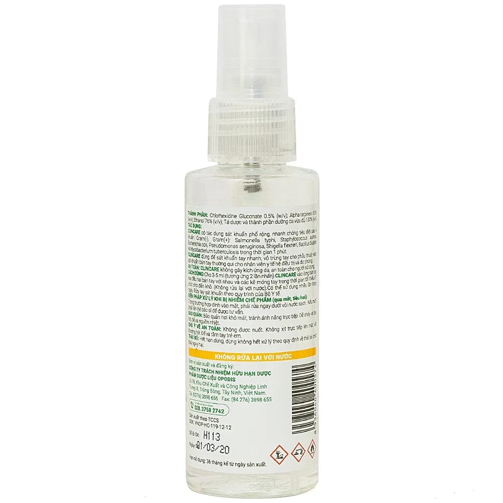 Hình ảnh Sát khuẩn tay nhanh Clincare Opodis Pharma tiêu diệt 99,99% vi khuẩn, sát khuẩn tay nhanh (70ml)