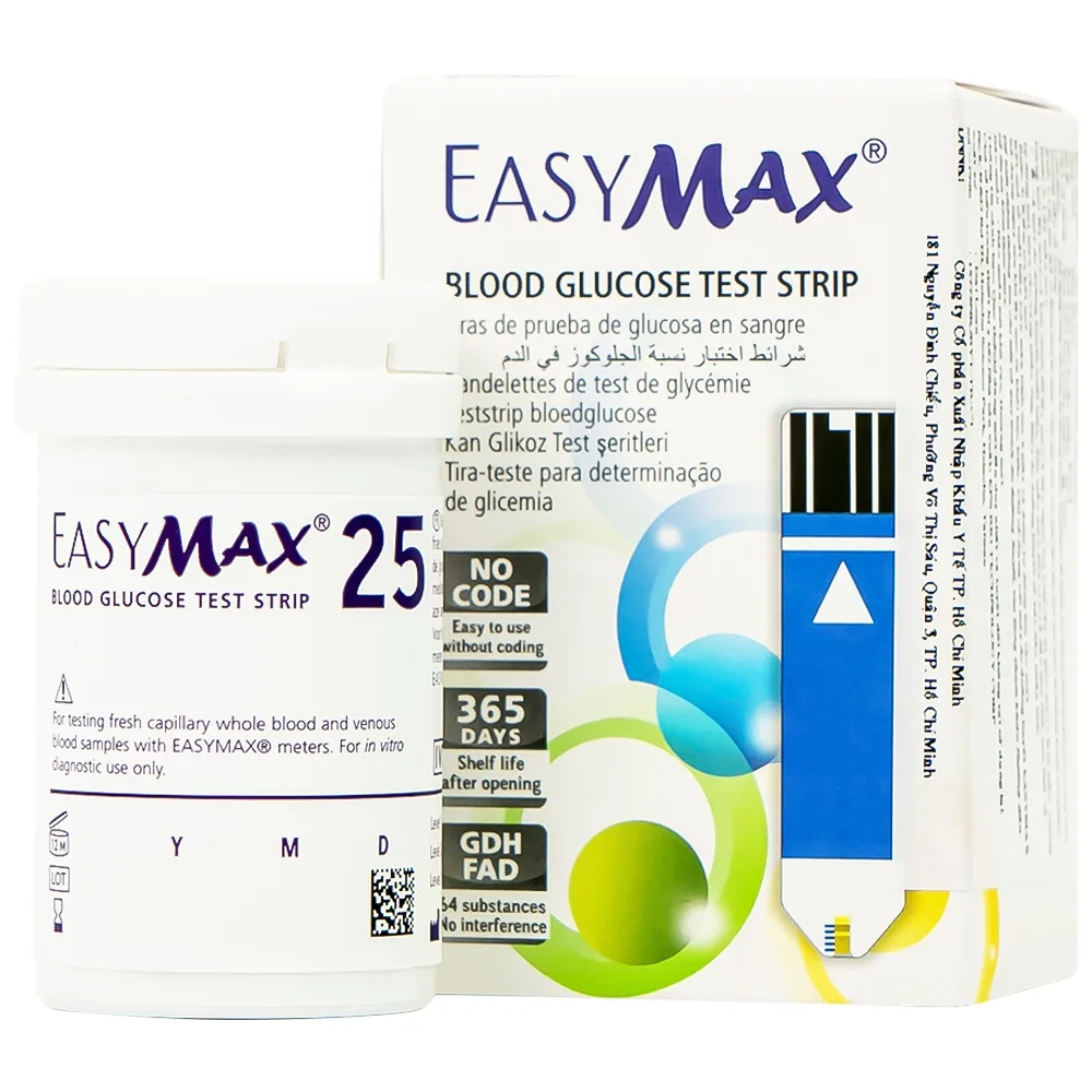 Hình ảnh Combo 3 hộp que thử đường huyết Easy Max (25 que - Tặng máy do đường huyết Easy Max Tag)