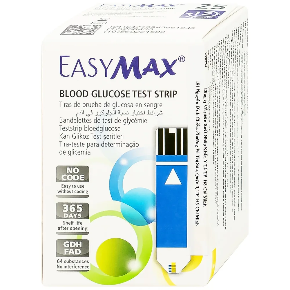 Hình ảnh Combo 3 hộp que thử đường huyết Easy Max (25 que - Tặng máy do đường huyết Easy Max Tag)