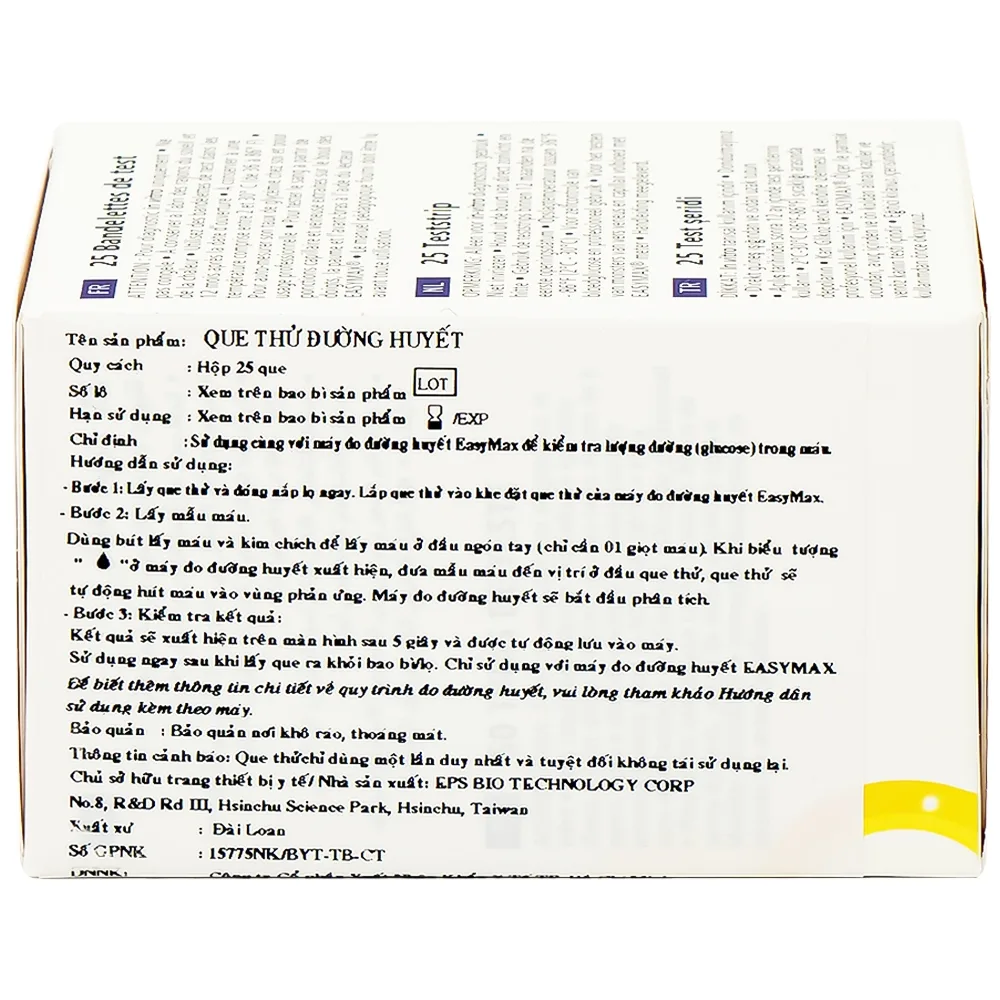 Hình ảnh Combo 3 hộp que thử đường huyết Easy Max (25 que - Tặng máy do đường huyết Easy Max Tag)