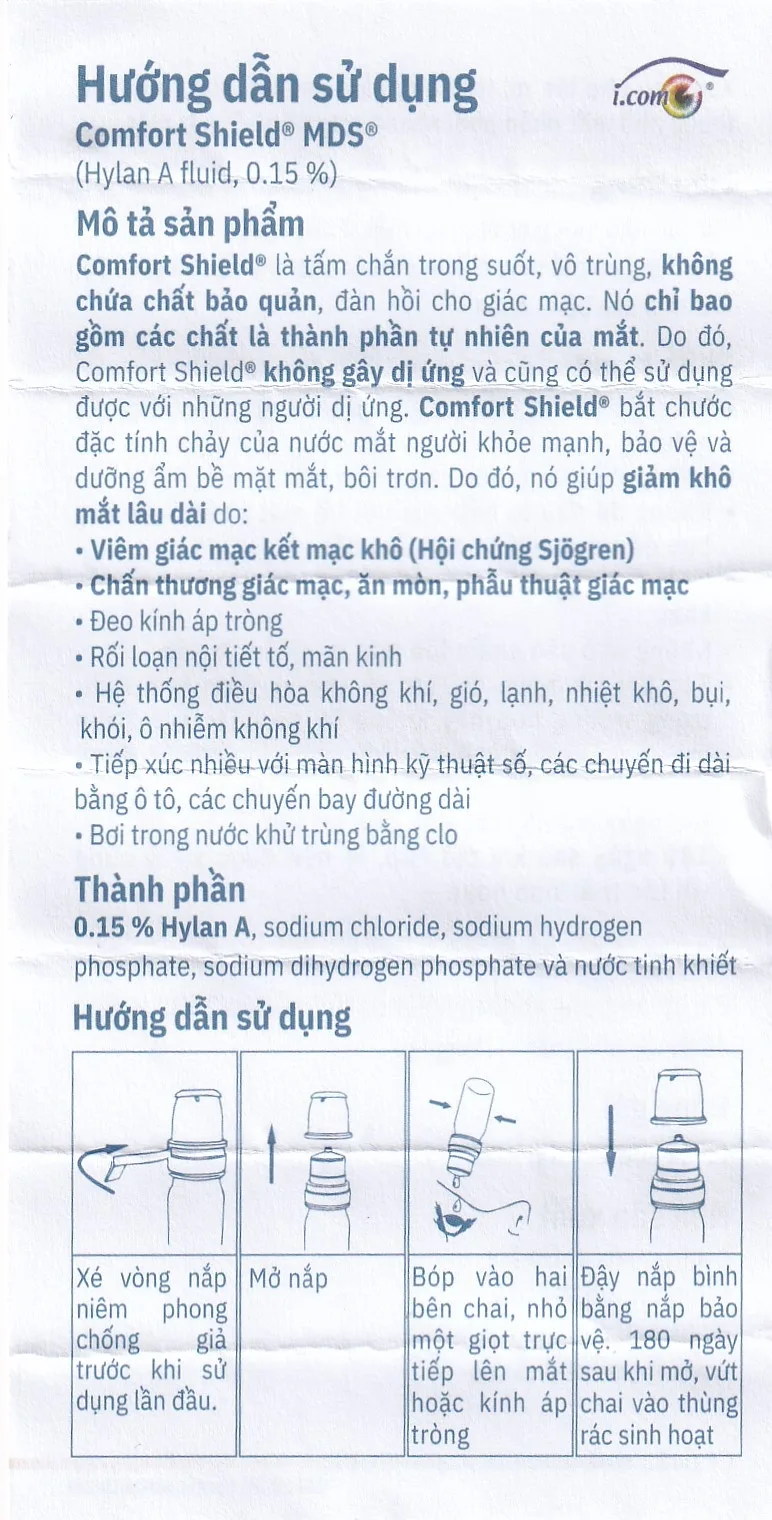 Hình ảnh Dung dịch nhỏ mắt Comfort Shield MDS 10ml I.com giảm khô mắt do viêm giác mạc kết mạc khô