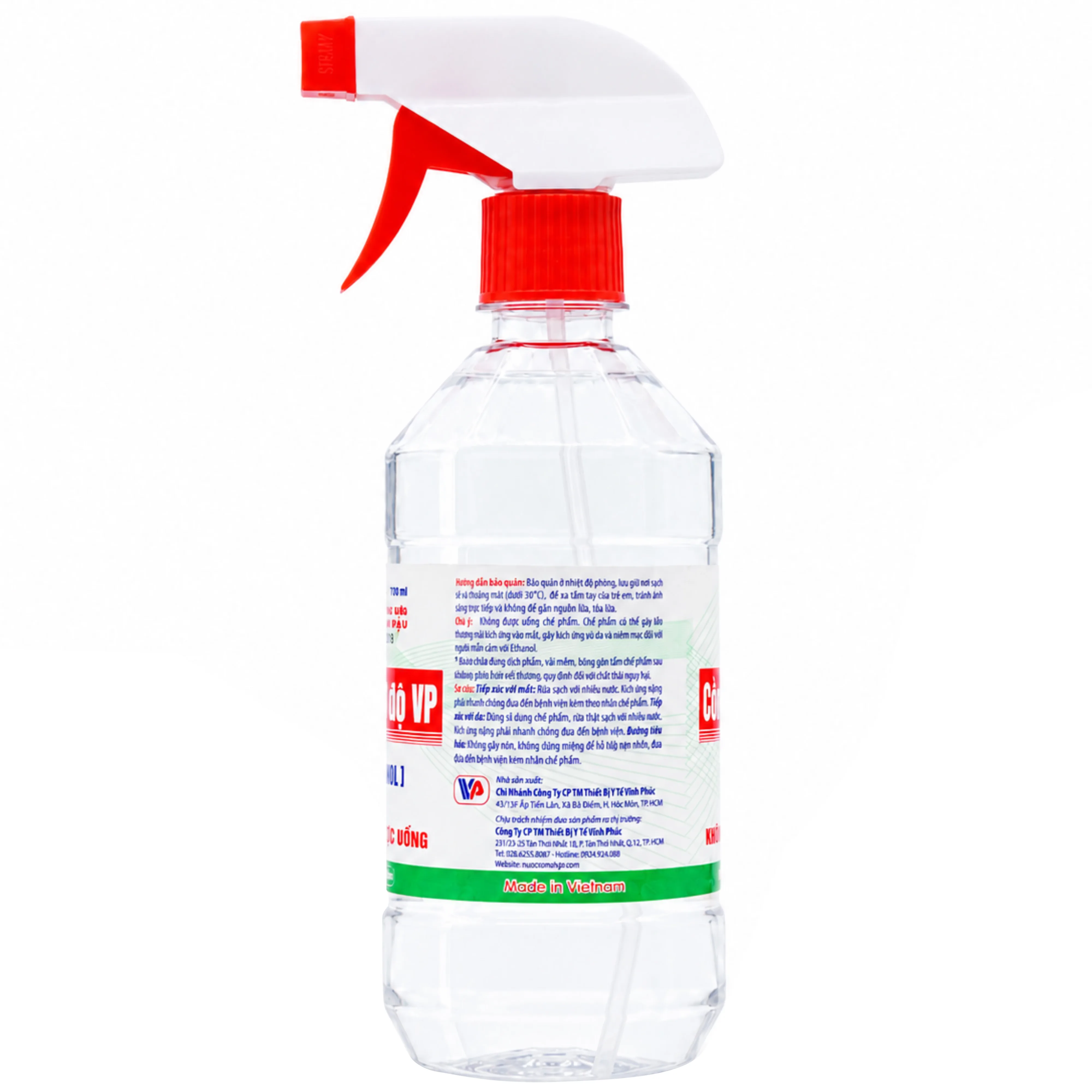 Hình ảnh Cồn 70 độ Vĩnh Phúc (có vòi xịt) dùng sát trùng da và tiệt trùng dụng cụ y tế (500ml)