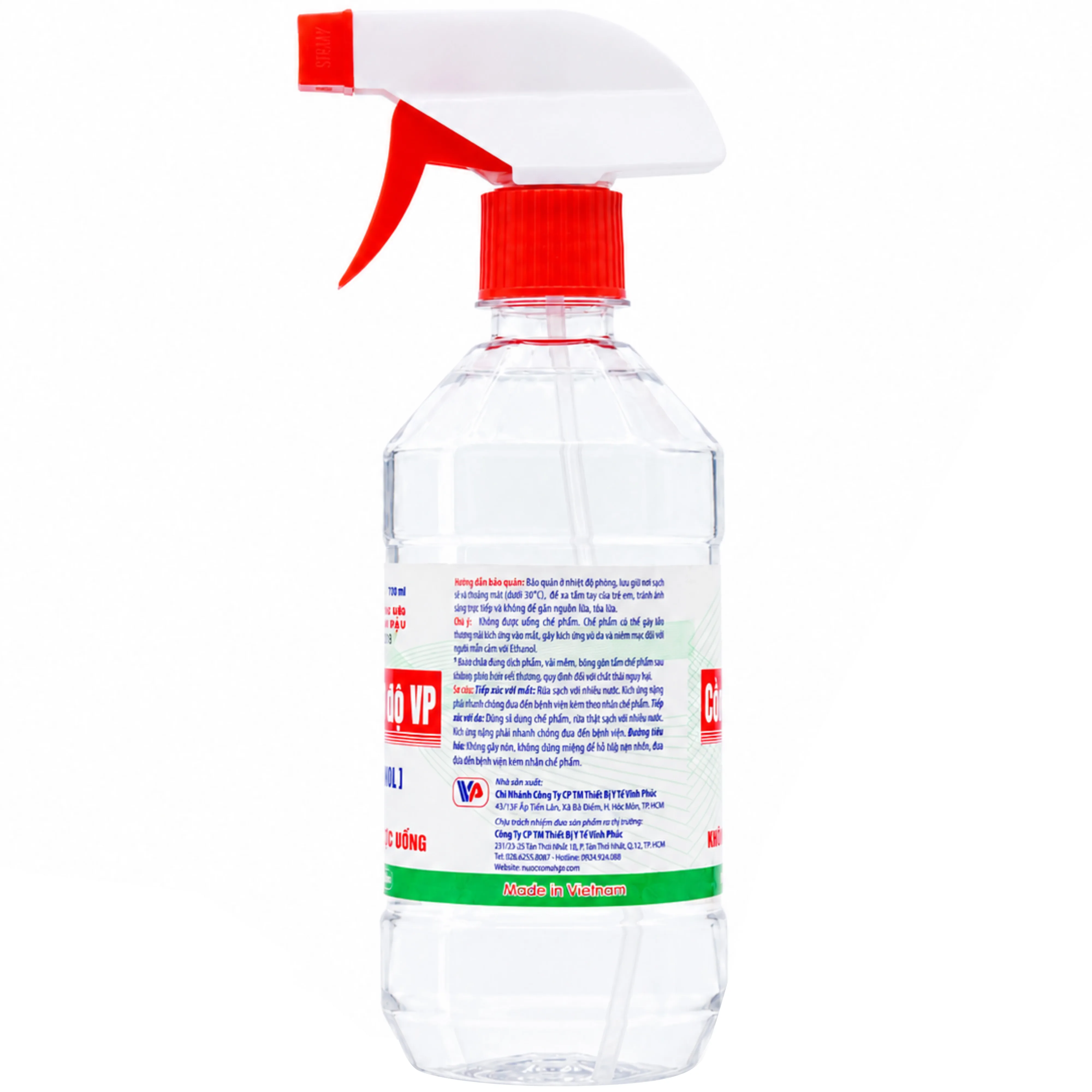Hình ảnh Cồn 70 độ Vĩnh Phúc (có vòi xịt) dùng sát trùng da và tiệt trùng dụng cụ y tế (500ml)