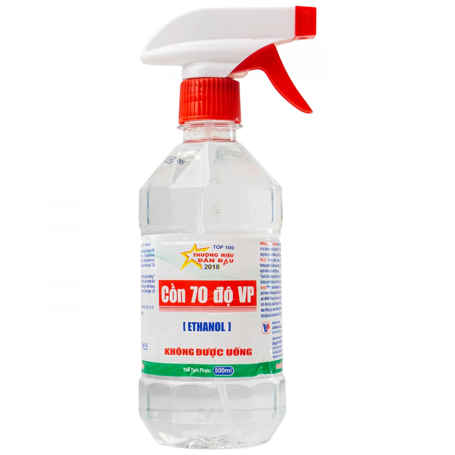 Hình ảnh Cồn 70 độ Vĩnh Phúc có vòi xịt diệt khuẩn dụng cụ y tế, bề mặt trong y tế (500ml)
