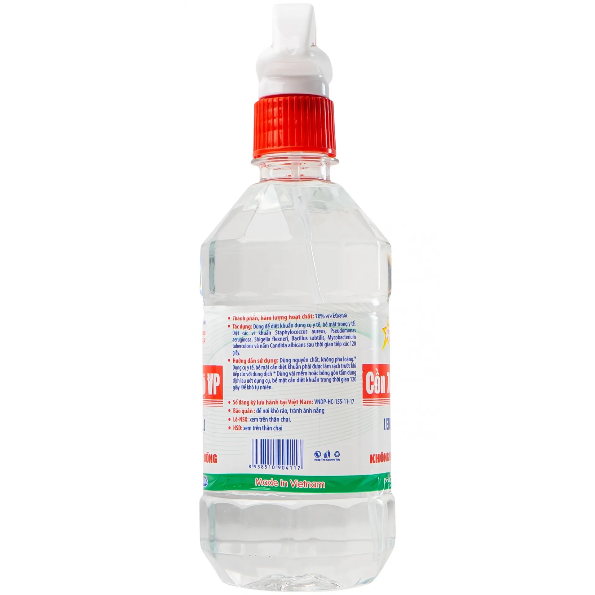 Hình ảnh Cồn 70 độ Vĩnh Phúc có vòi xịt diệt khuẩn dụng cụ y tế, bề mặt trong y tế (500ml)