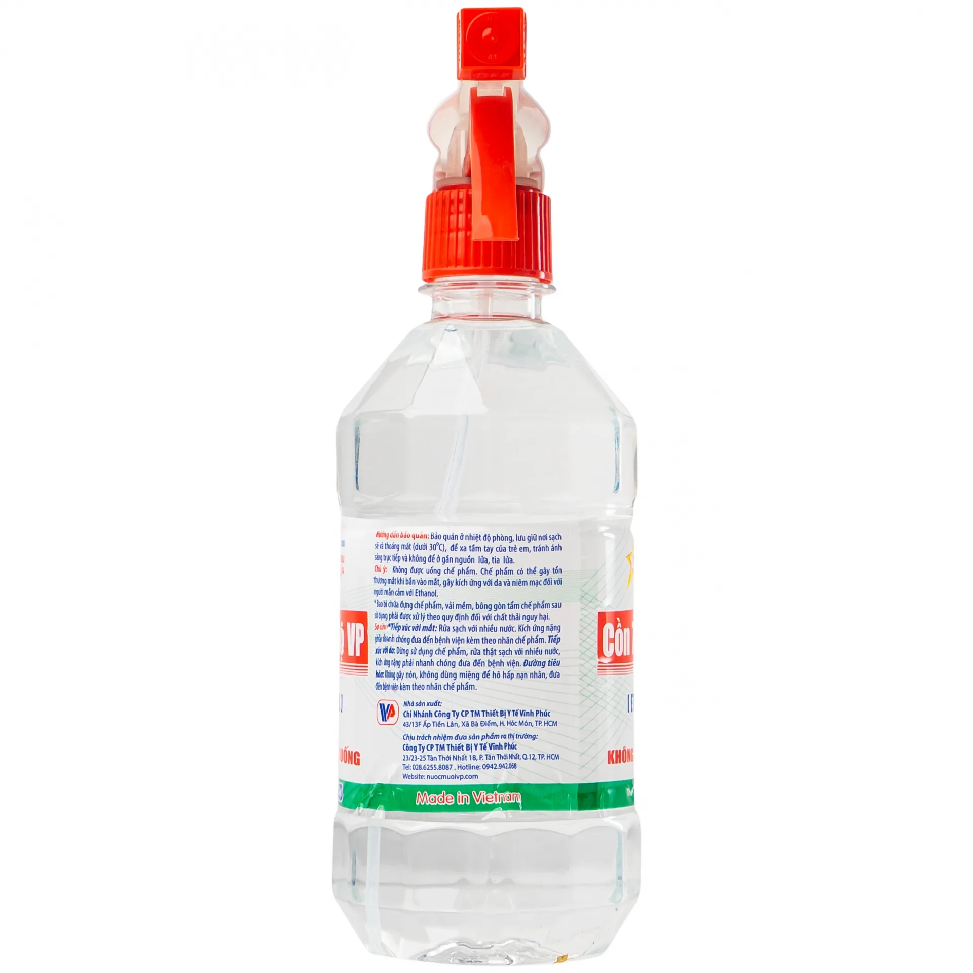Hình ảnh Cồn 70 độ Vĩnh Phúc có vòi xịt diệt khuẩn dụng cụ y tế, bề mặt trong y tế (500ml)
