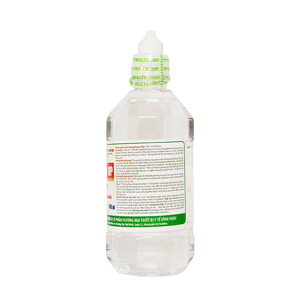 Hình ảnh Cồn 70 độ Vĩnh Phúc dùng để diệt khuẩn dụng cụ y tế, bề mặt trong y tế (500ml)