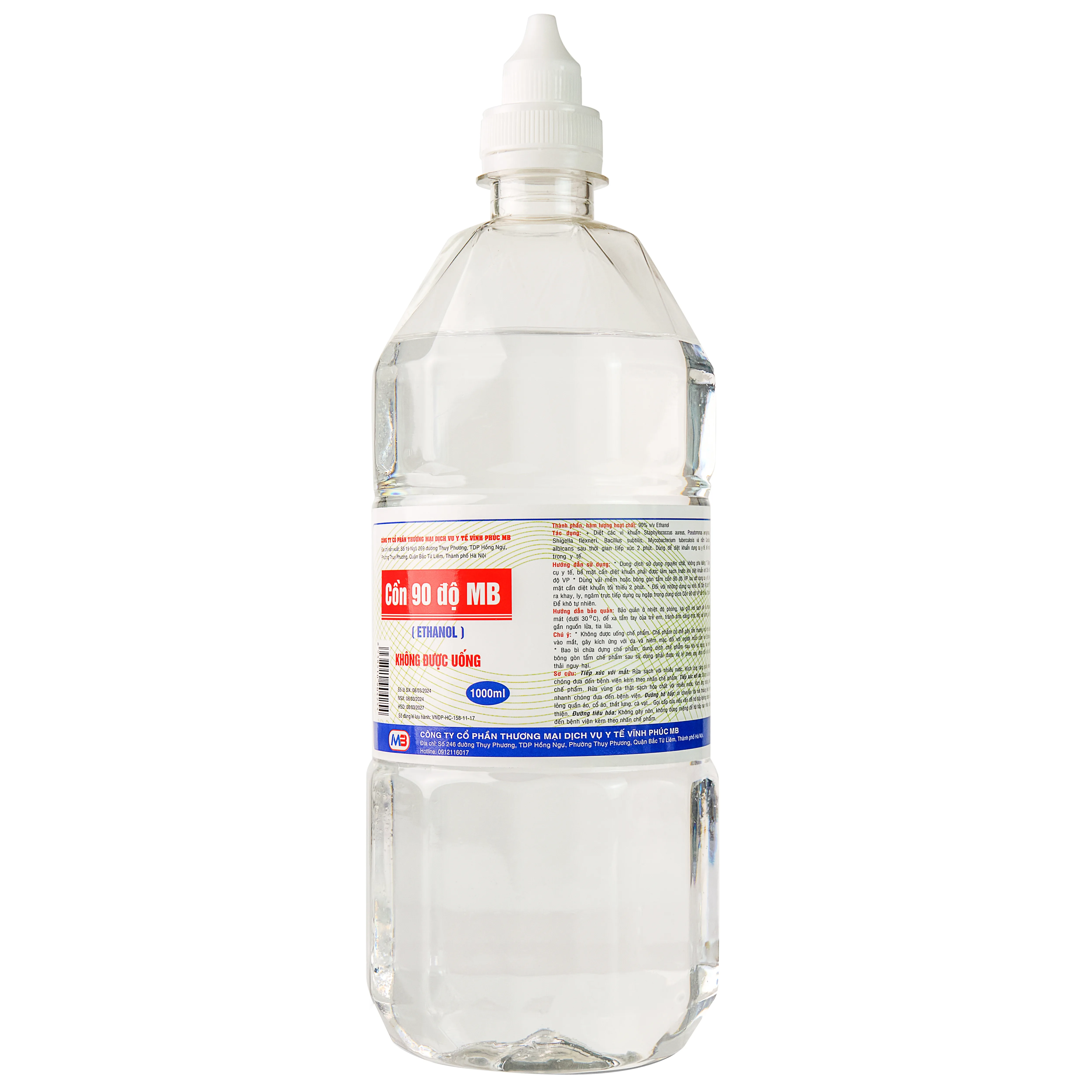 Hình ảnh Cồn 90 độ Vĩnh Phúc tiệt trùng các dụng cụ y tế (1000ml)
