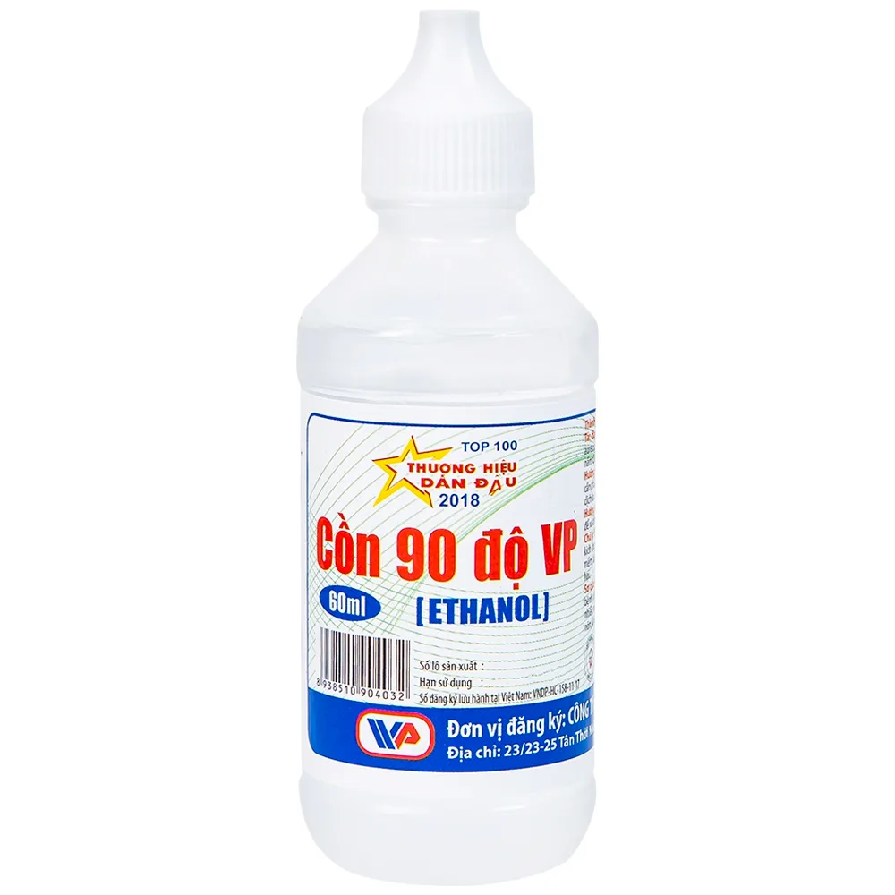 Hình ảnh Cồn trắng 90 độ Vĩnh Phúc hỗ trợ sát trùng vết thương ngoài (60ml)