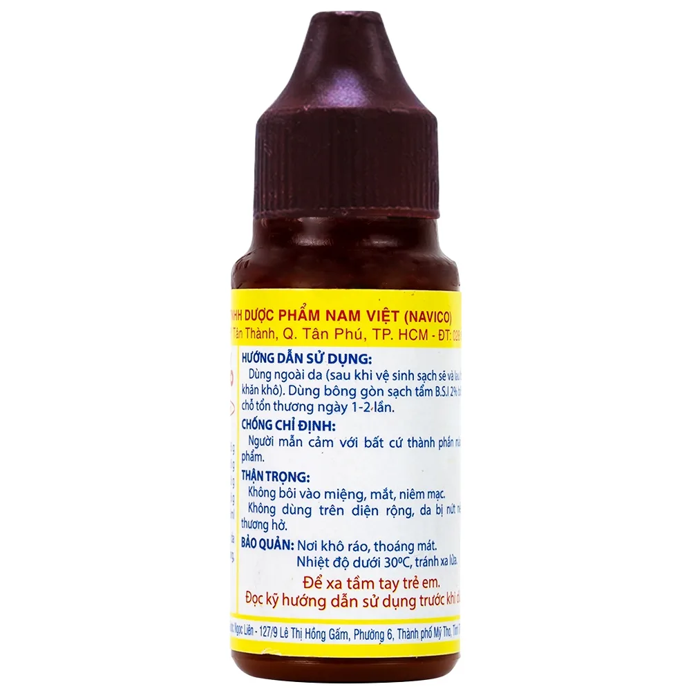 Hình ảnh Cồn BSI 2% Nam Việt điều trị nấm da, nấm móng, nấm tóc, lác, lang ben (chai)