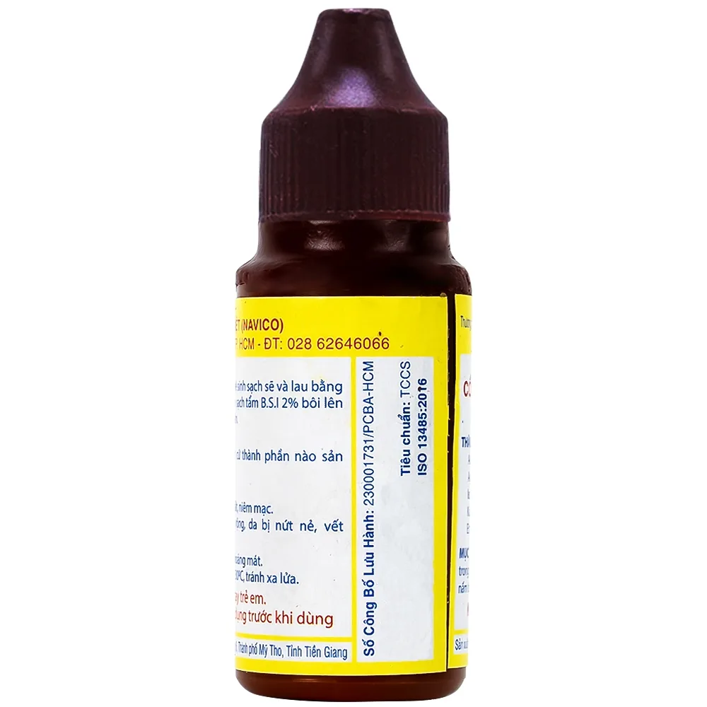 Hình ảnh Cồn BSI 2% Nam Việt điều trị nấm da, nấm móng, nấm tóc, lác, lang ben (chai)