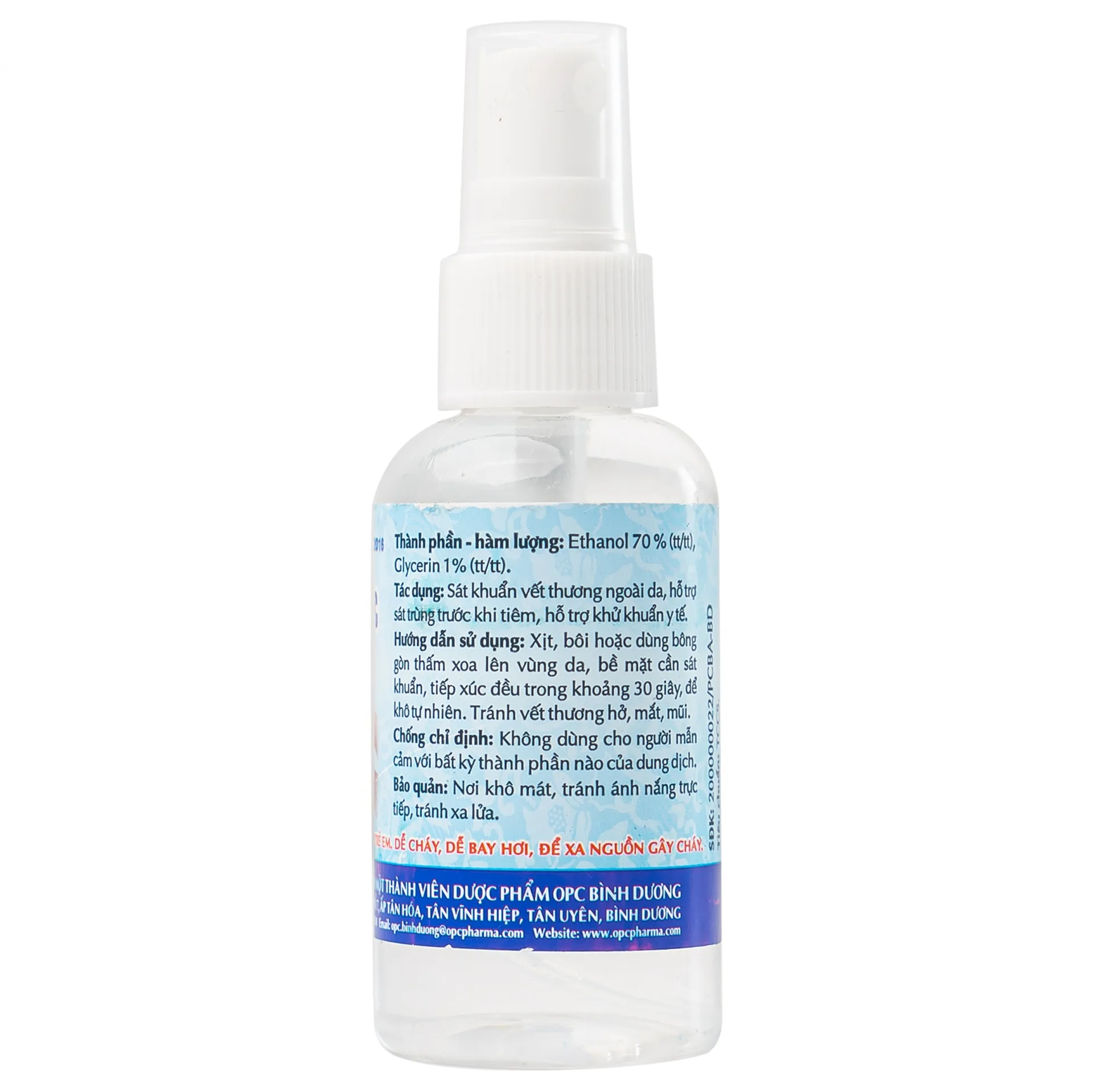Hình ảnh Cồn xịt sát khuẩn Ethanol 70 độ OPC chuyên dùng để sát trùng ngoài da (60ml)