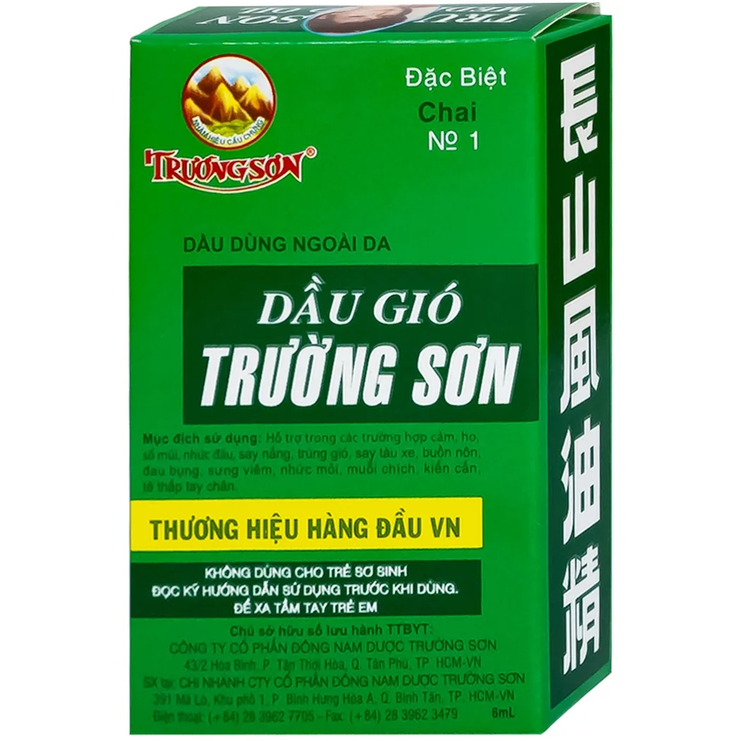 Hình ảnh Dầu gió Trường Sơn 6ml dùng hỗ trợ trường hợp cảm, ho, sổ mũi, nhức đầu (12 chai)