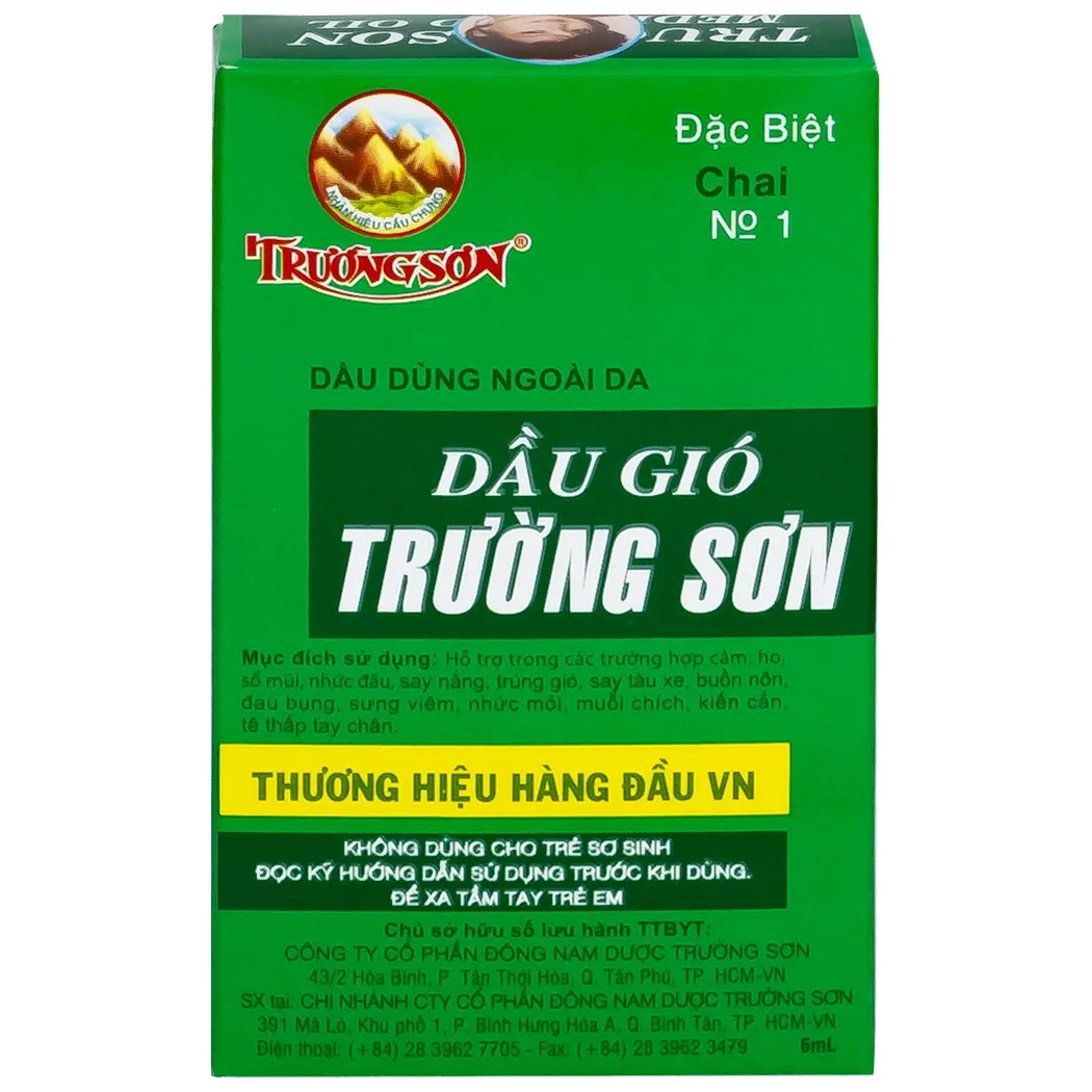 Hình ảnh Dầu gió Trường Sơn 6ml dùng hỗ trợ trường hợp cảm, ho, sổ mũi, nhức đầu (12 chai)