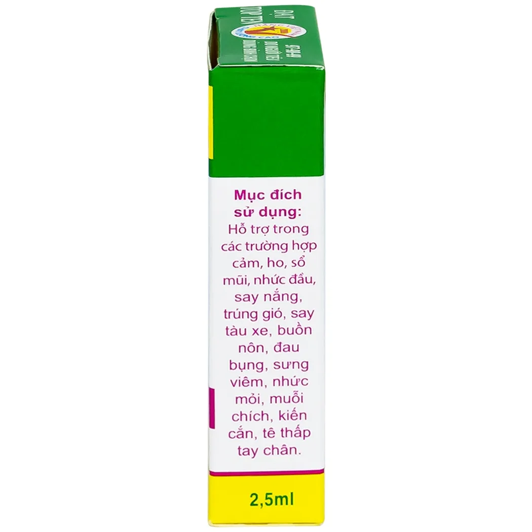 Hình ảnh Dầu gió Trường Sơn 2.5ml dùng hỗ trợ trong trường hợp cảm, ho, sổ mũi, nhức đầu (20 chai)