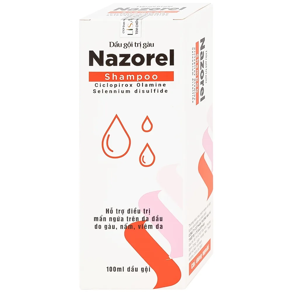 Hình ảnh DẦU GỘI TRỊ GÀU NAZOREL SHAMPOO CICLOPIROX OLAMINE 100ML