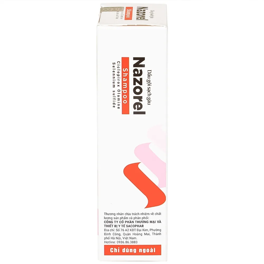 Hình ảnh Dầu gội trị gàu Nazorel 50ml hỗ trợ điều trị mẩn ngứa da đầu do gàu và nấm, viêm da
