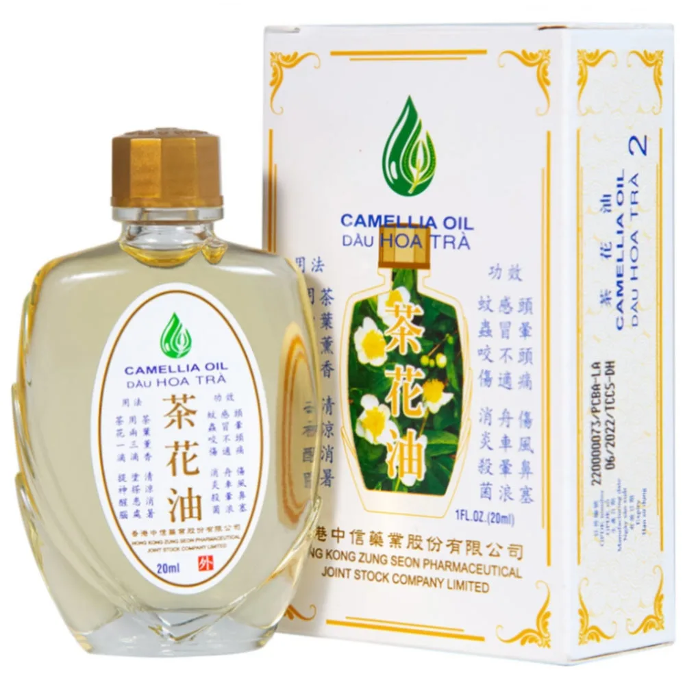 Hình ảnh Dầu Hoa Trà Camellia Oil Hong Kong Zung Seon hỗ trợ điều trị cảm cúm, nghẹt mũi, chóng mặt, nhứt đầu (20ml)
