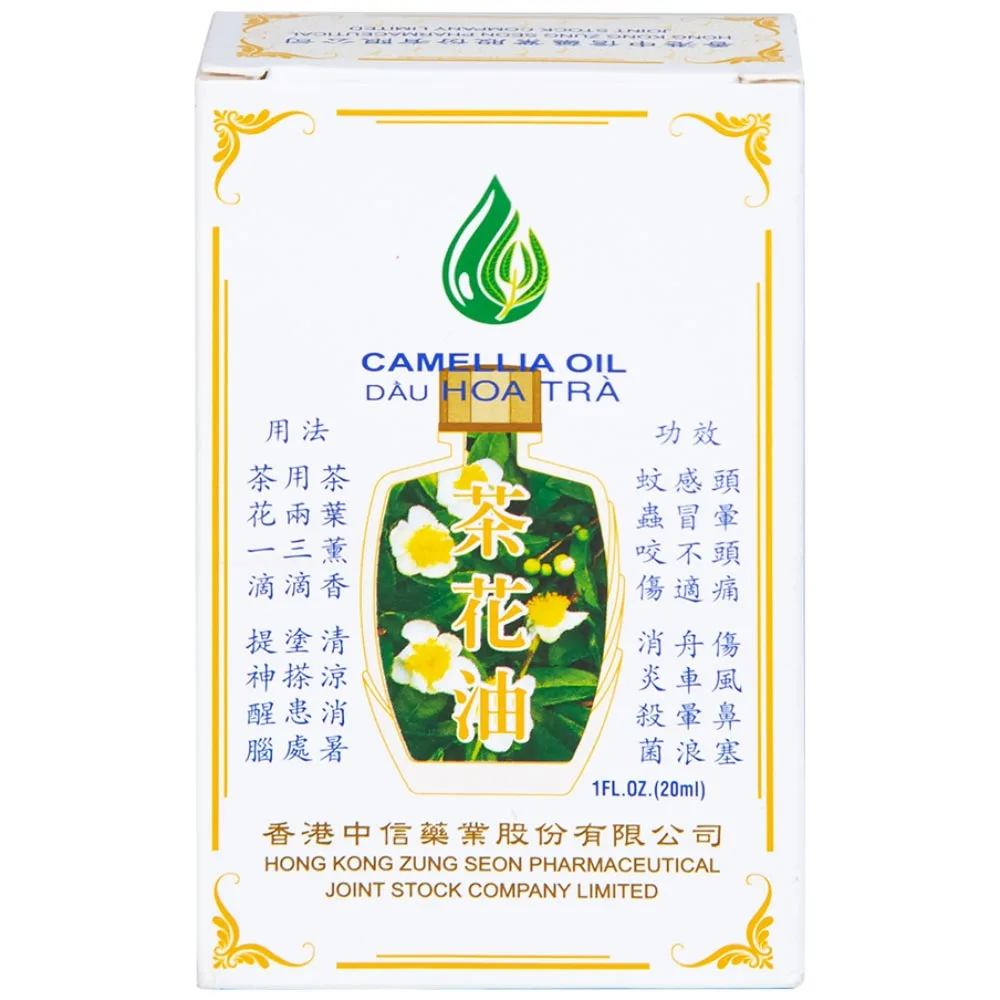 Hình ảnh Dầu Hoa Trà Camellia Oil Hong Kong Zung Seon hỗ trợ điều trị cảm cúm, nghẹt mũi, chóng mặt, nhứt đầu (20ml)