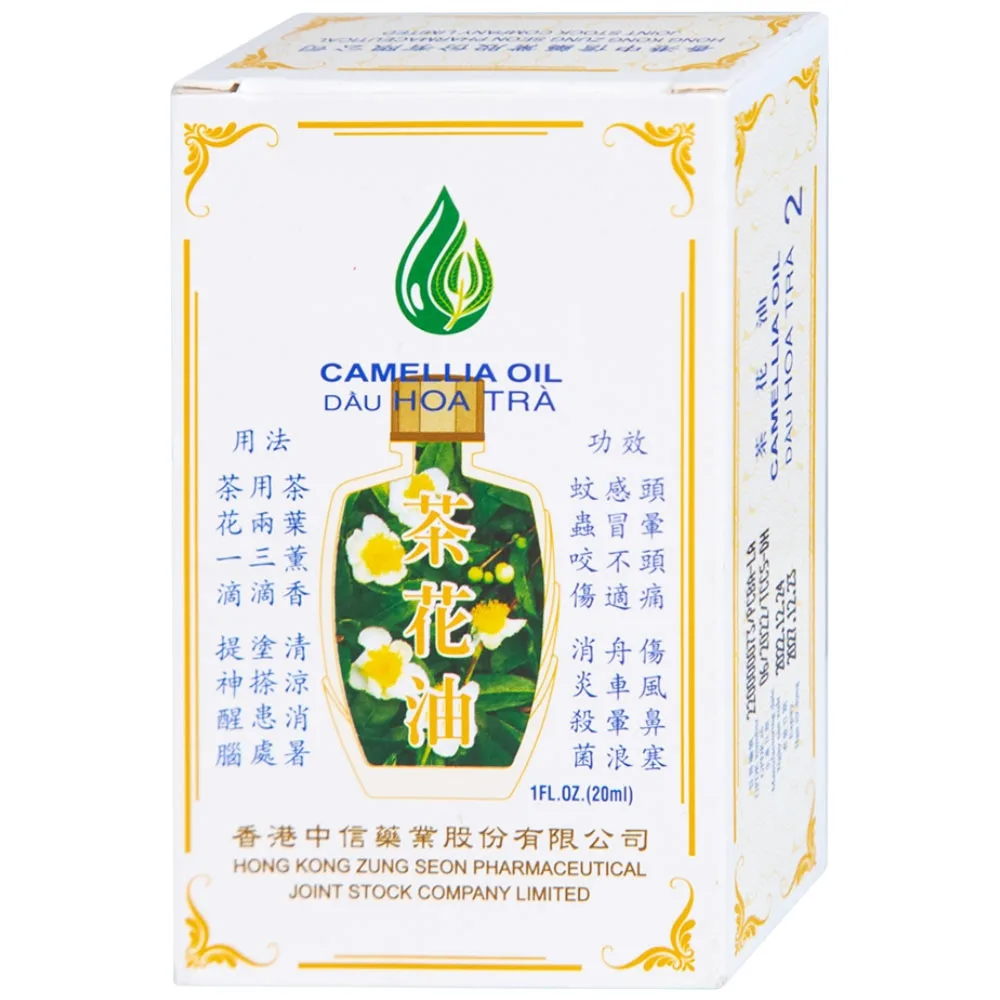 Hình ảnh Dầu Hoa Trà Camellia Oil Hong Kong Zung Seon hỗ trợ điều trị cảm cúm, nghẹt mũi, chóng mặt, nhứt đầu (20ml)