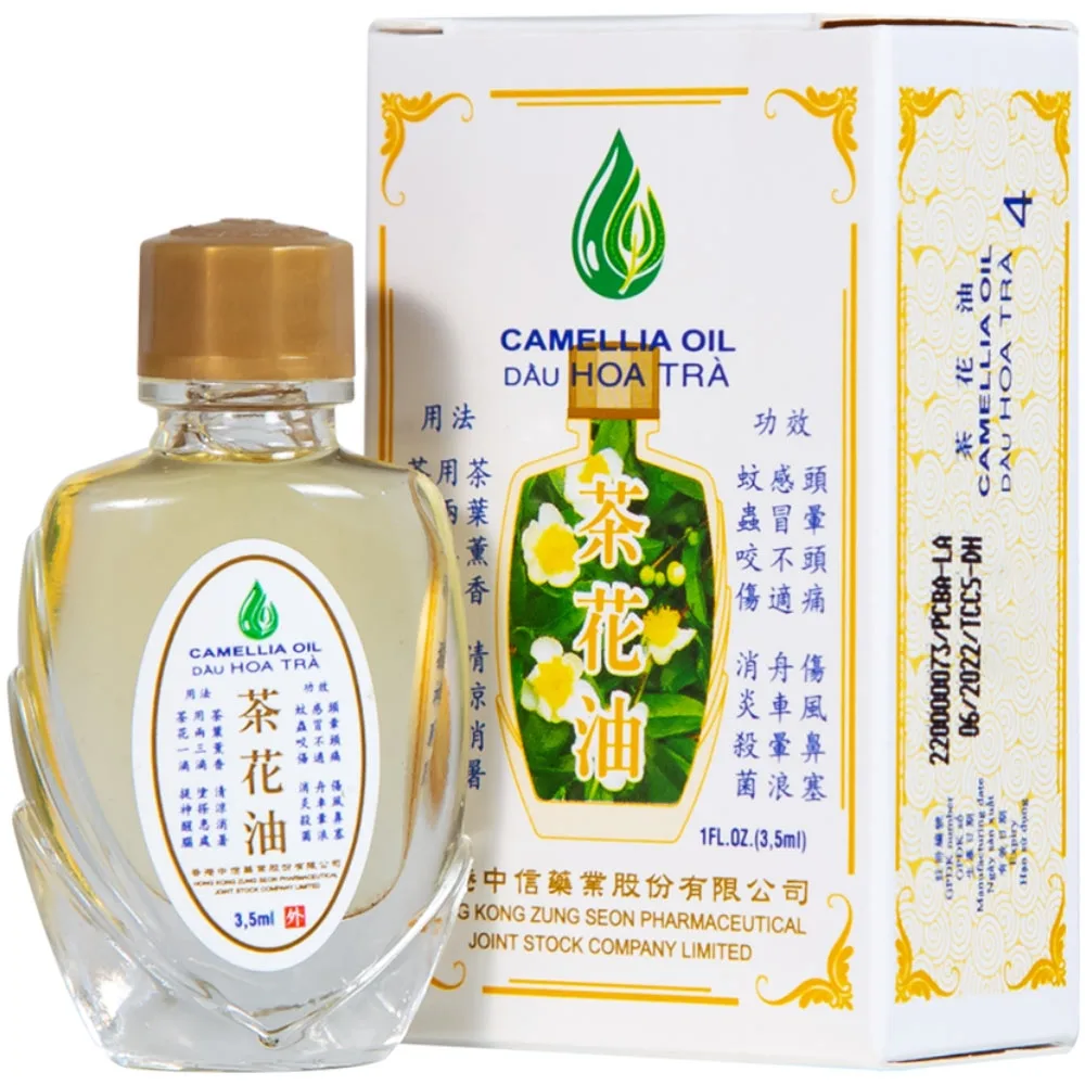 Hình ảnh Dầu Hoa Trà Camellia Oil Hong Kong Zung Seon hỗ trợ điều trị cảm cúm, nghẹt mũi, chóng mặt, nhứt đầu (3.5ml)