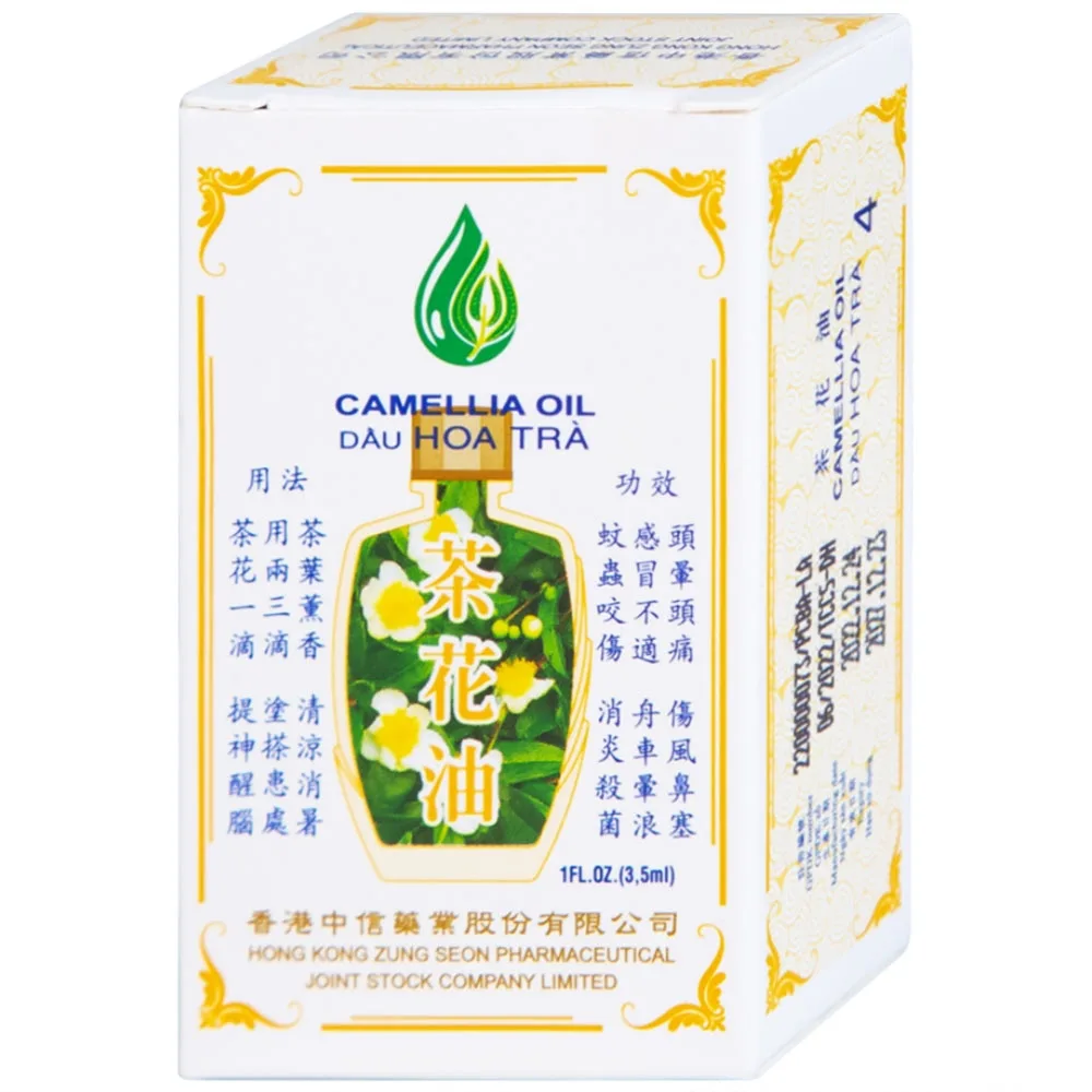 Hình ảnh Dầu Hoa Trà Camellia Oil Hong Kong Zung Seon hỗ trợ điều trị cảm cúm, nghẹt mũi, chóng mặt, nhứt đầu (3.5ml)