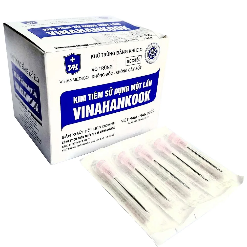 Hình ảnh Đầu kim 18g Vinahankook sử dụng một lần dùng để tiêm chích, lấy máu, pha thuốc (100 cái)