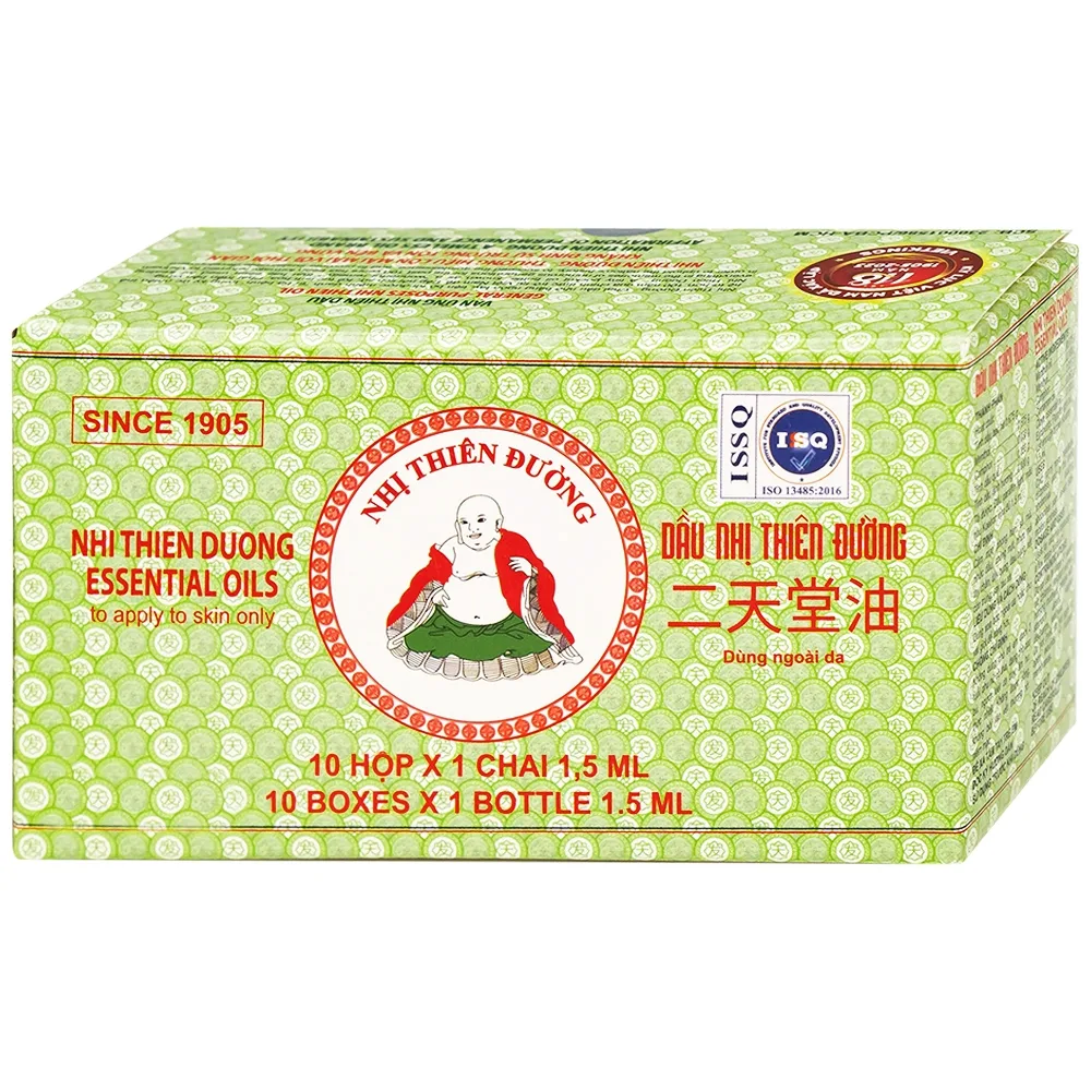 Hình ảnh Dầu Nhị Thiên Đường 1.5ml dùng khi bị cảm mạo phong hàn, sổ mũi (10 chai)