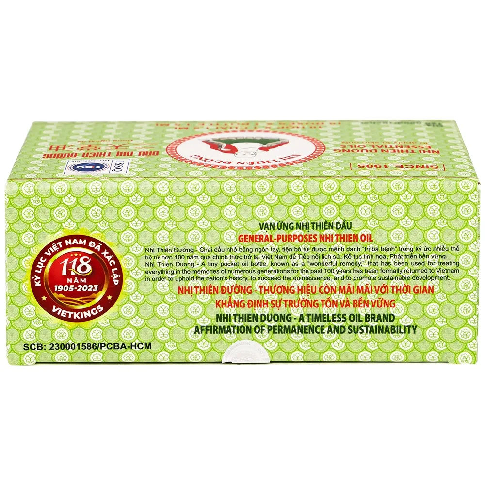 Hình ảnh Dầu Nhị Thiên Đường 1.5ml dùng khi bị cảm mạo phong hàn, sổ mũi (10 chai)