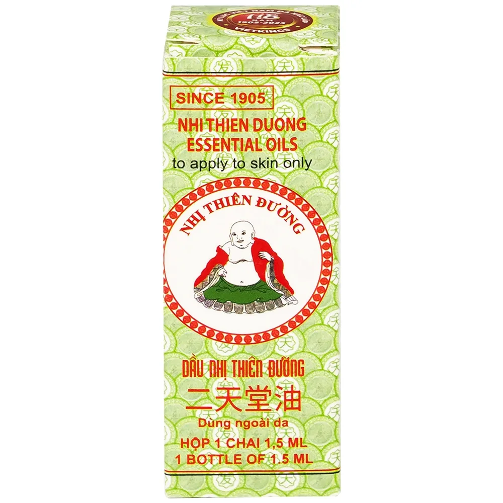 Hình ảnh Dầu Nhị Thiên Đường 1.5ml dùng khi bị cảm mạo phong hàn, sổ mũi (10 chai)