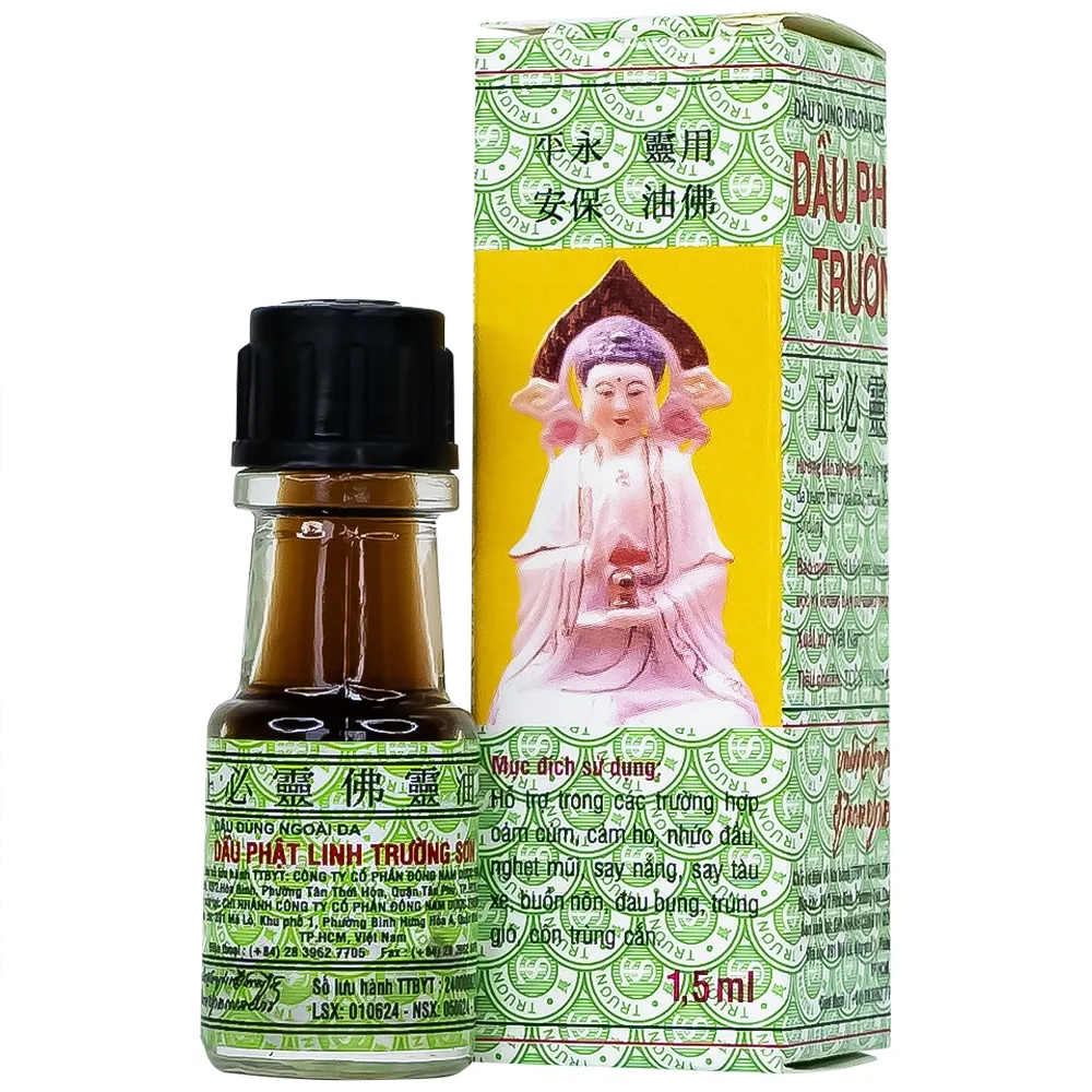Hình ảnh Dầu Phật Linh 1.5ml Trường Sơn dùng hỗ trợ trường hợp cảm cúm, cảm ho, nhức đầu, nghẹt mũi (10 chai)