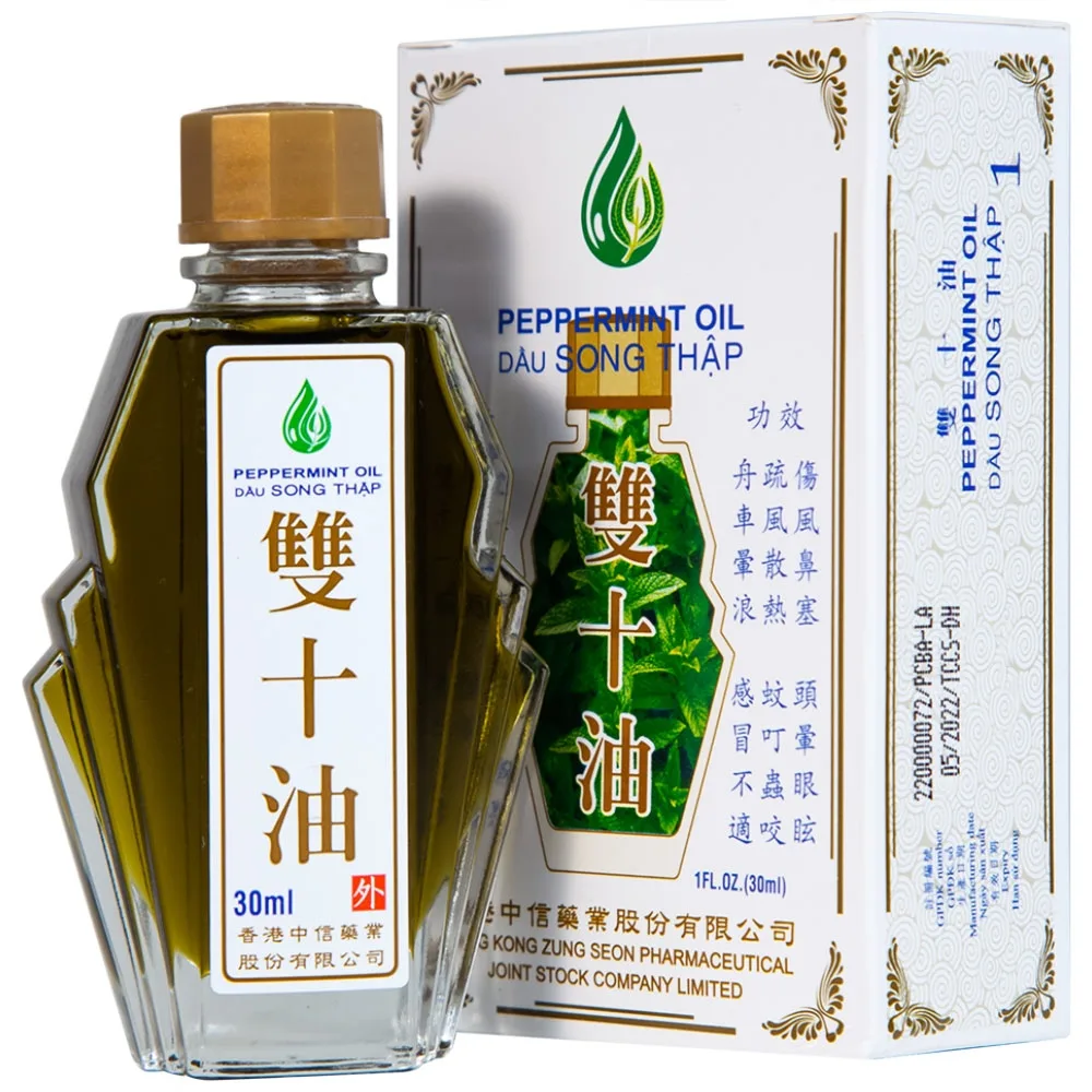 Hình ảnh Dầu Song Thập Peppermint Oil Hong Kong Zung Seon hỗ trợ điều trị cảm lạnh, nghẹt mũi (30ml)